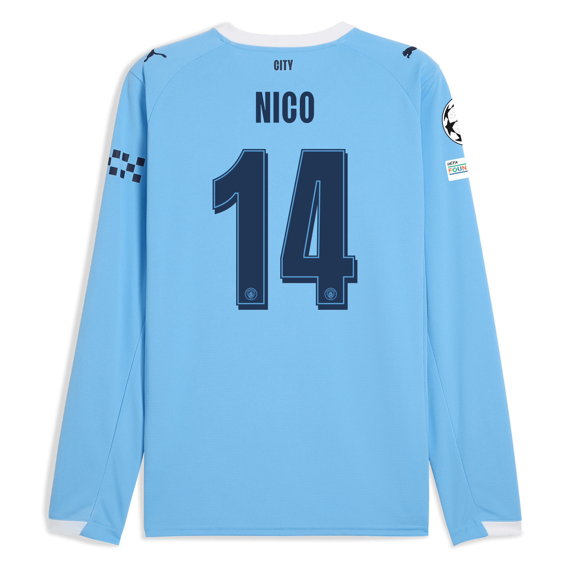 Manchester City manchester city man city champions league home jersey 202526 long sleeve with nico 14 printing Collection - ManchesterCitystore.com