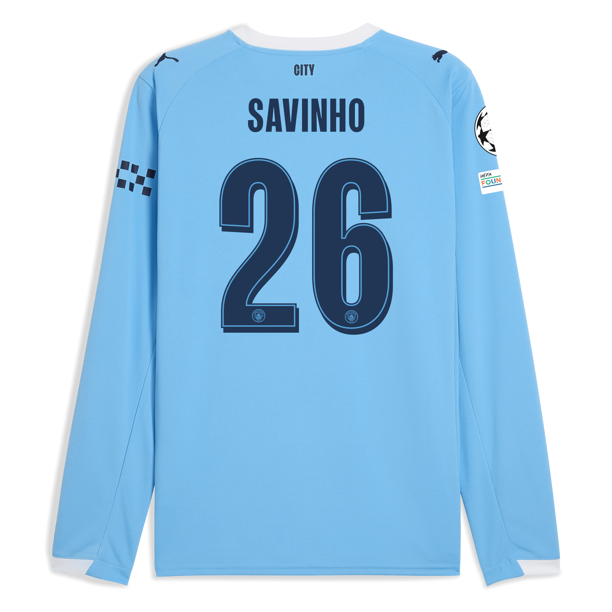 Manchester City manchester city man city champions league home jersey 202526 long sleeve with savinho 26 printing Collection - ManchesterCitystore.com