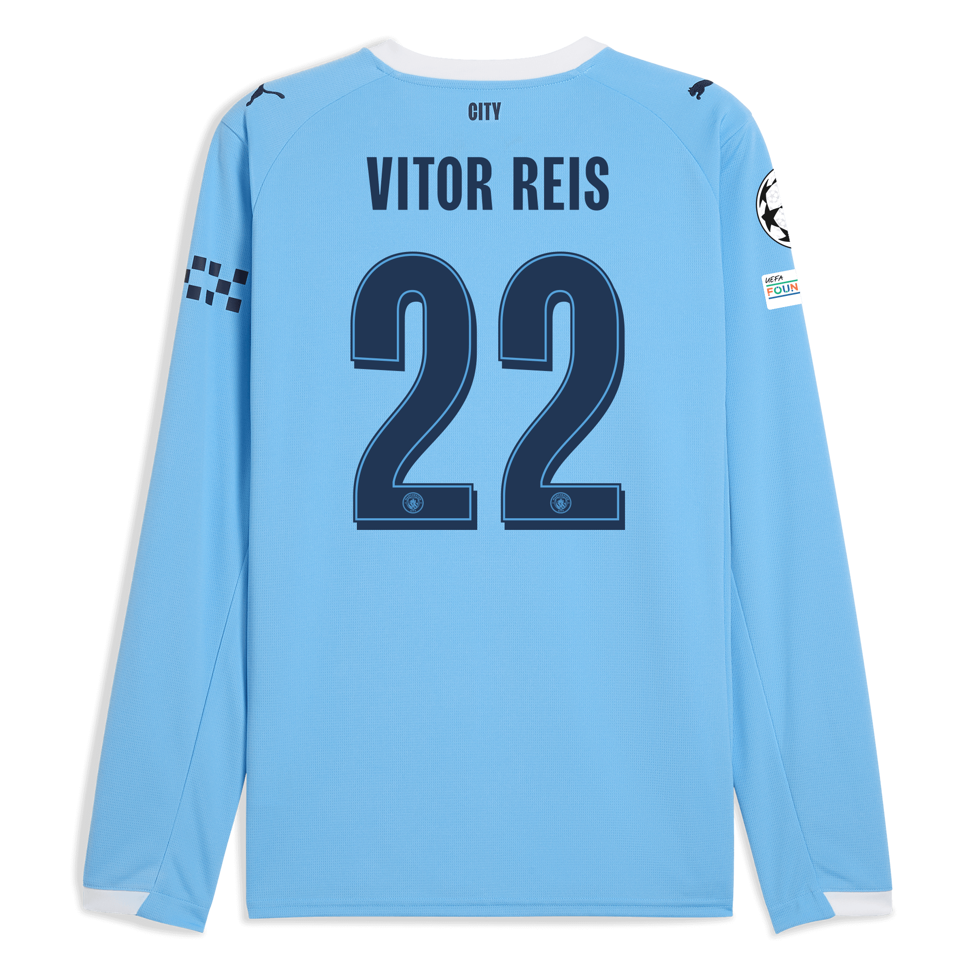 Manchester City manchester city man city champions league home jersey 202526 long sleeve with vitor reis 22 printing Collection - ManchesterCitystore.com