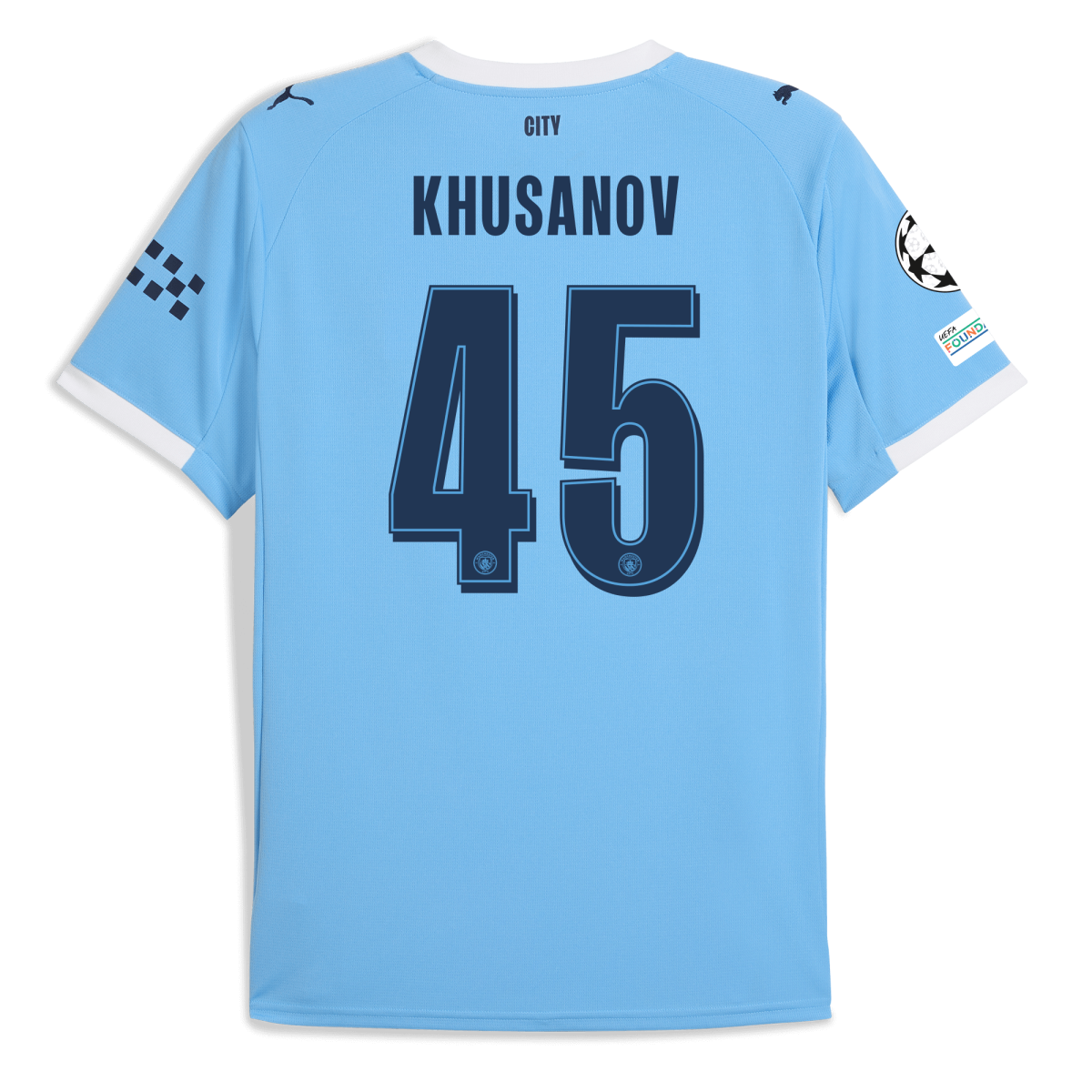 Manchester City manchester city man city champions league home jersey 202526 with khusanov 45 printing Collection - ManchesterCitystore.com