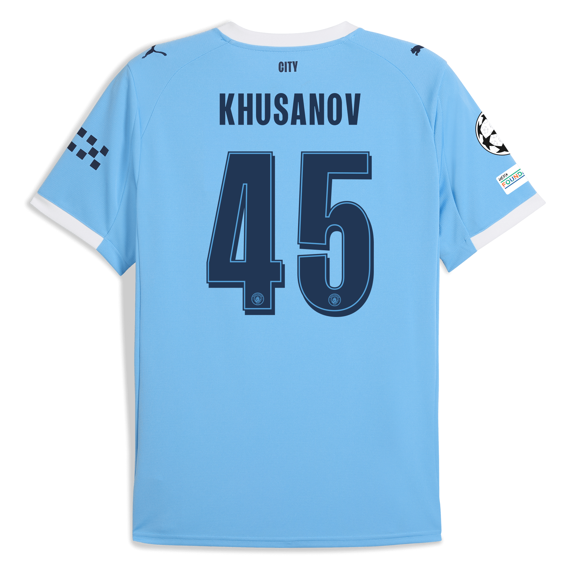 Manchester City manchester city man city champions league home jersey 202526 with khusanov 45 printing Collection - ManchesterCitystore.com