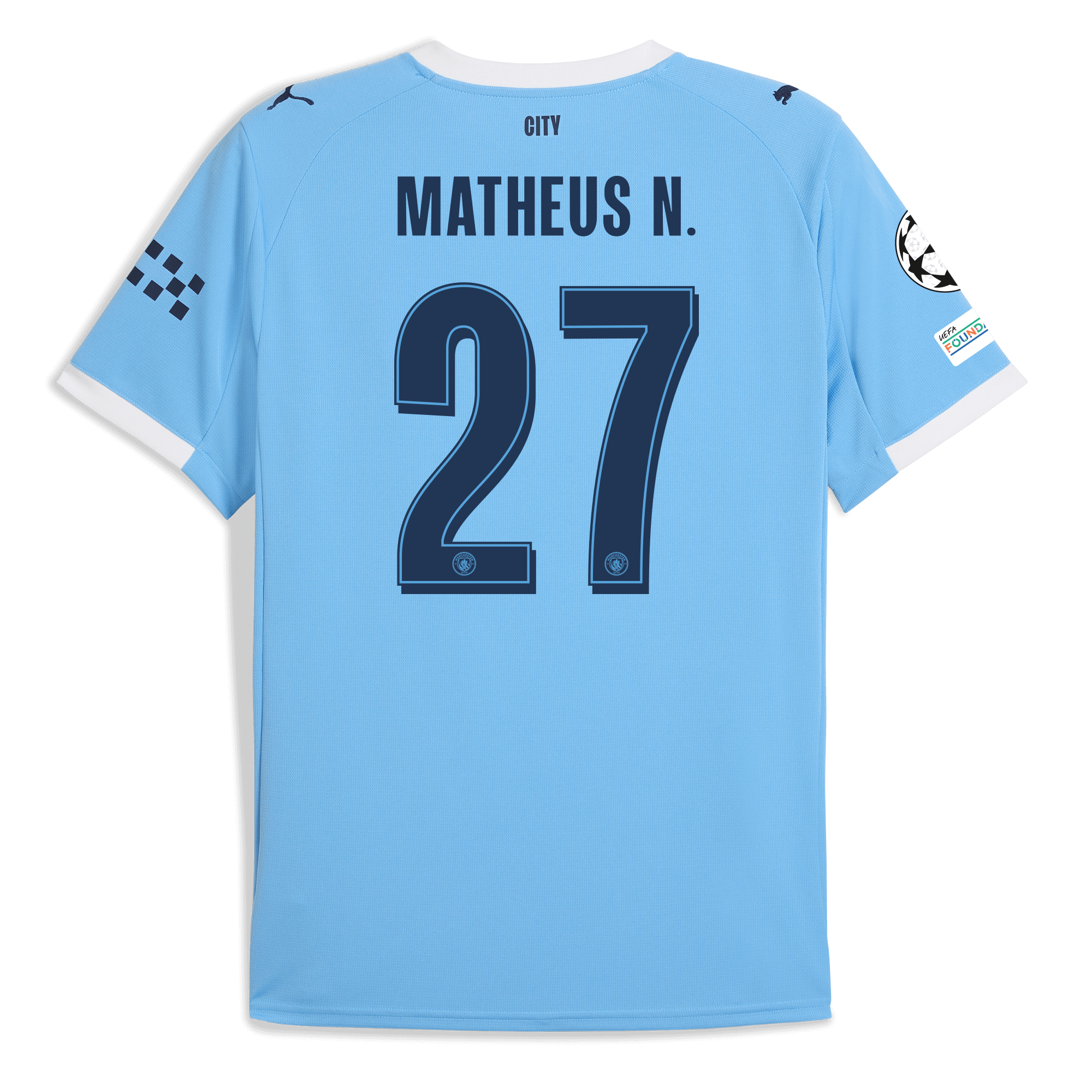 Manchester City manchester city man city champions league home jersey 202526 with matheus n. 27 printing Collection - ManchesterCitystore.com