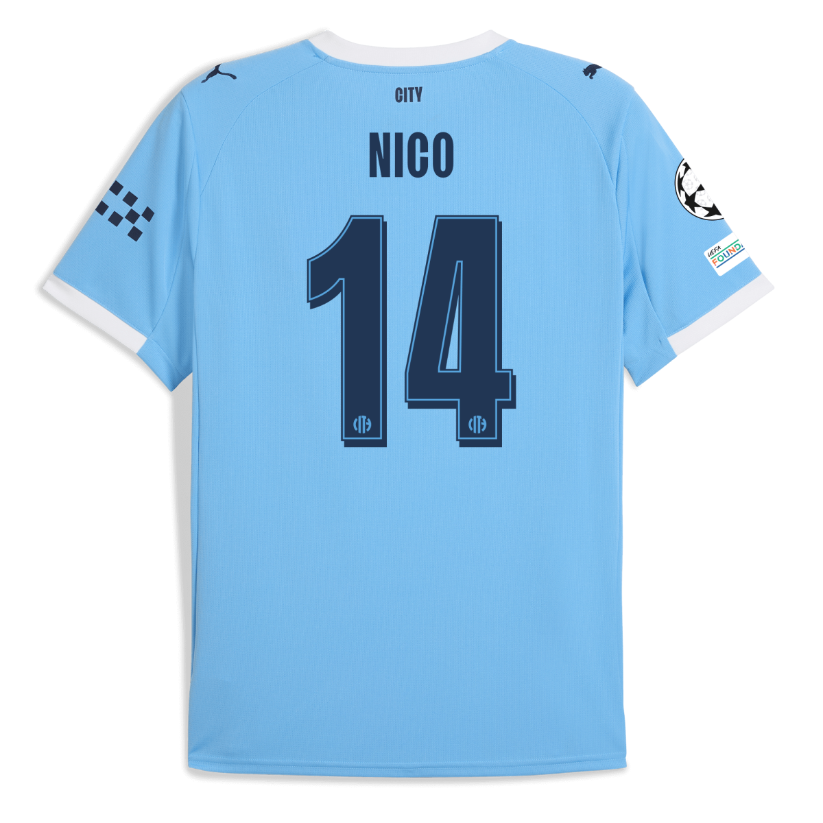 Manchester City manchester city man city champions league home jersey 202526 with nico 14 printing Collection - ManchesterCitystore.com