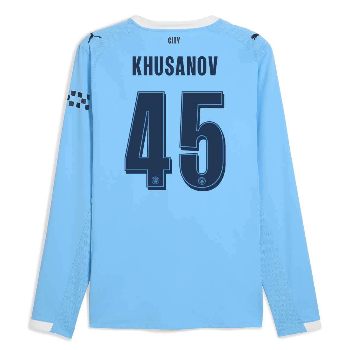Manchester City manchester city man city home authentic jersey 202526 long sleeve with khusanov 45 printing Collection - ManchesterCitystore.com