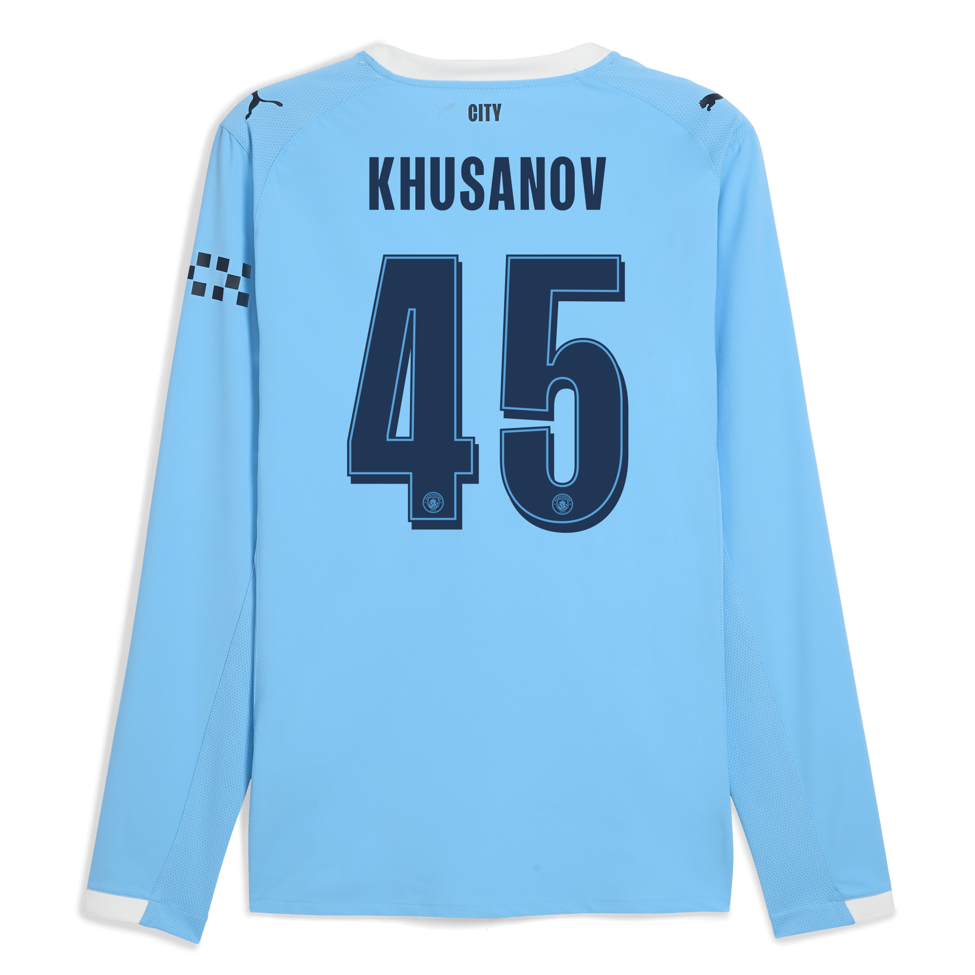 Manchester City manchester city man city home authentic jersey 202526 long sleeve with khusanov 45 printing Collection - ManchesterCitystore.com