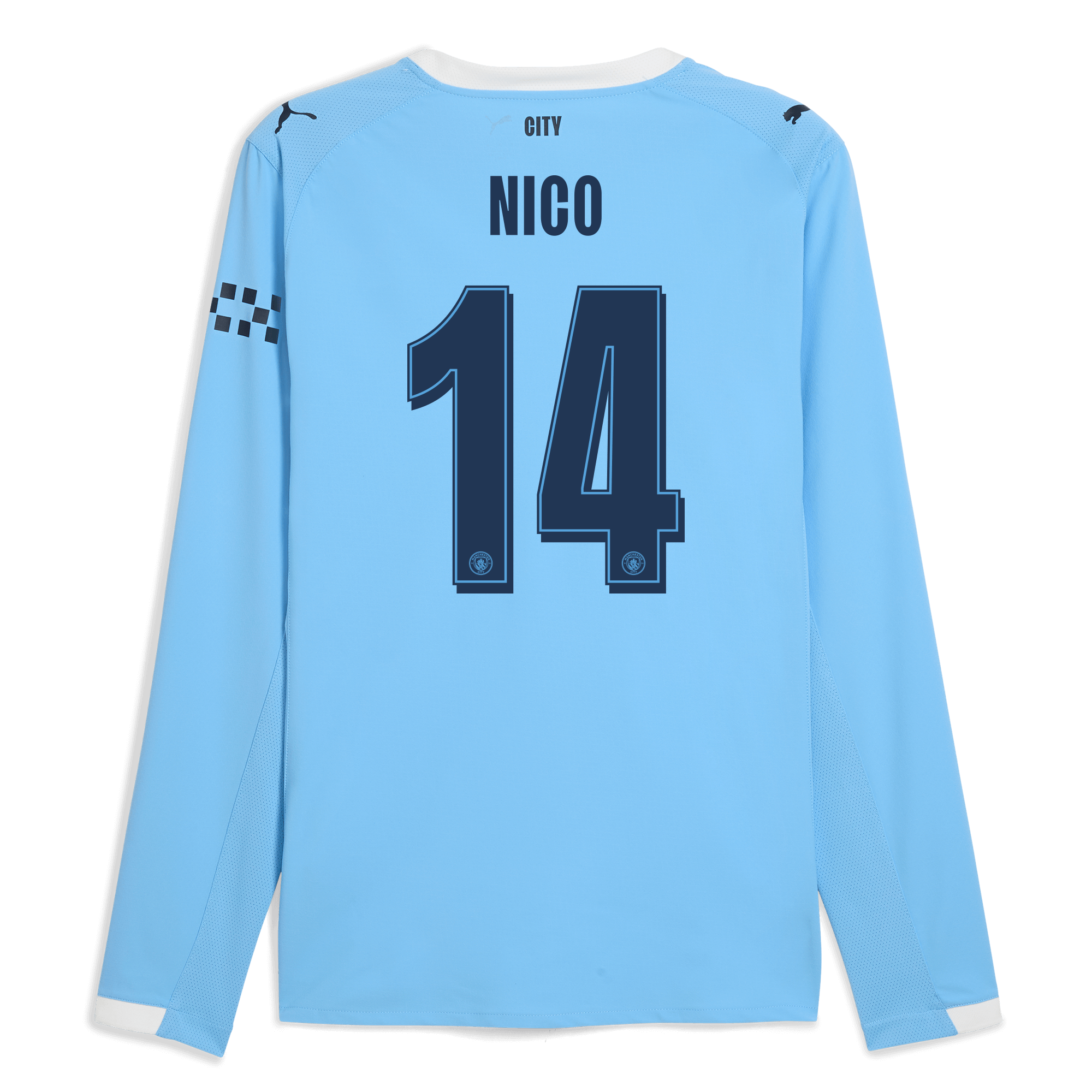 Manchester City manchester city man city home authentic jersey 202526 long sleeve with nico 14 printing Collection - ManchesterCitystore.com