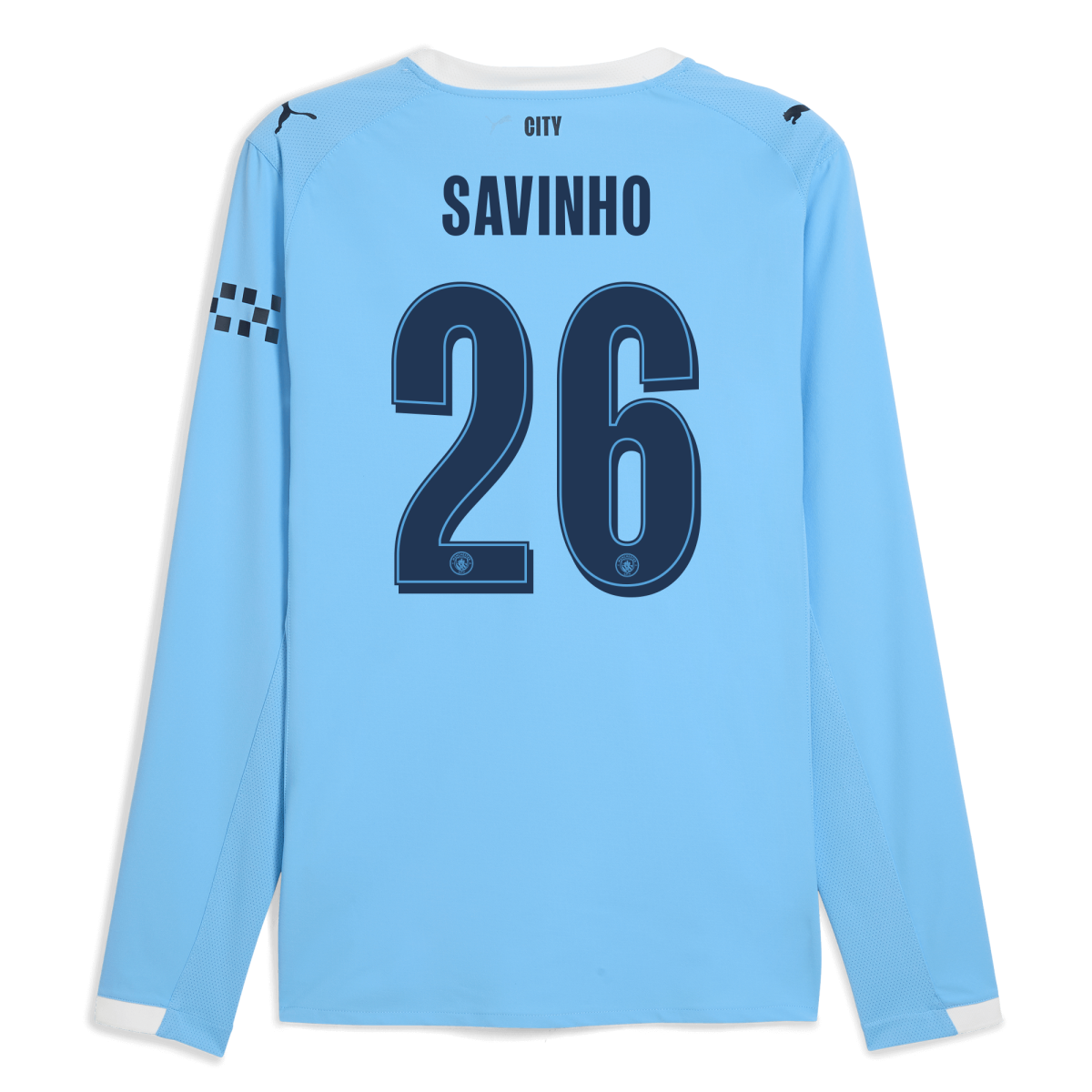 Manchester City manchester city man city home authentic jersey 202526 long sleeve with savinho 26 printing Collection - ManchesterCitystore.com