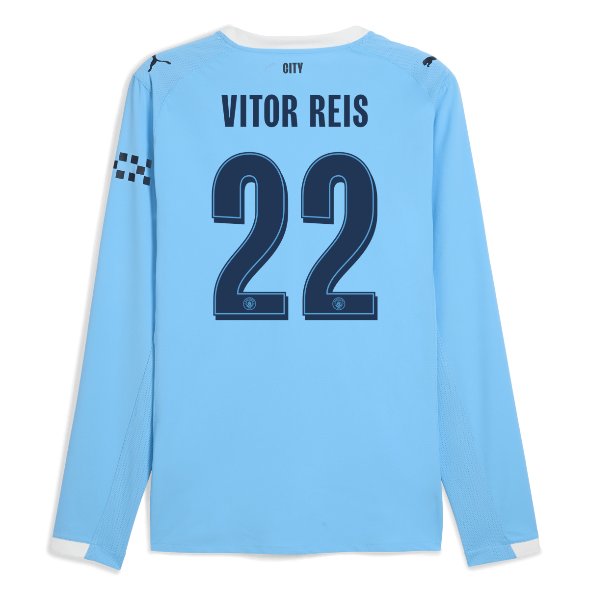 Manchester City manchester city man city home authentic jersey 202526 long sleeve with vitor reis 22 printing Collection - ManchesterCitystore.com