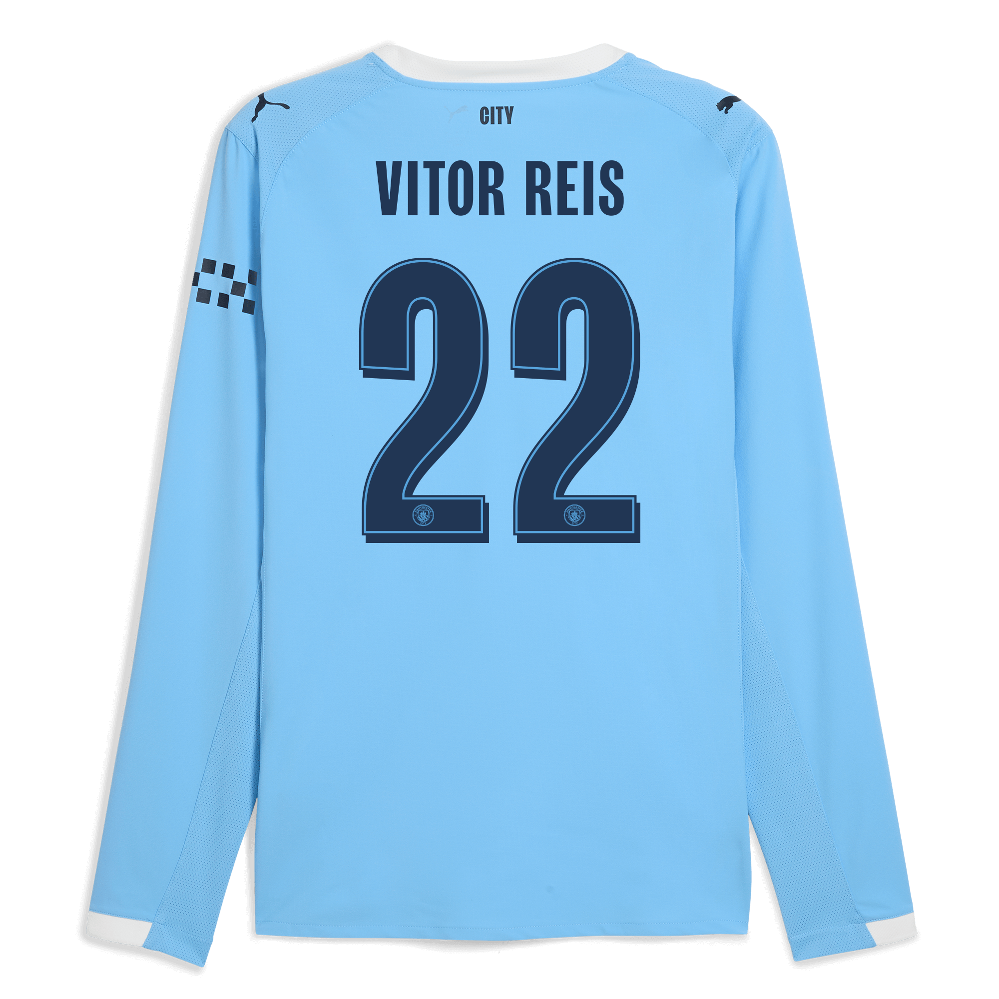 Manchester City manchester city man city home authentic jersey 202526 long sleeve with vitor reis 22 printing Collection - ManchesterCitystore.com