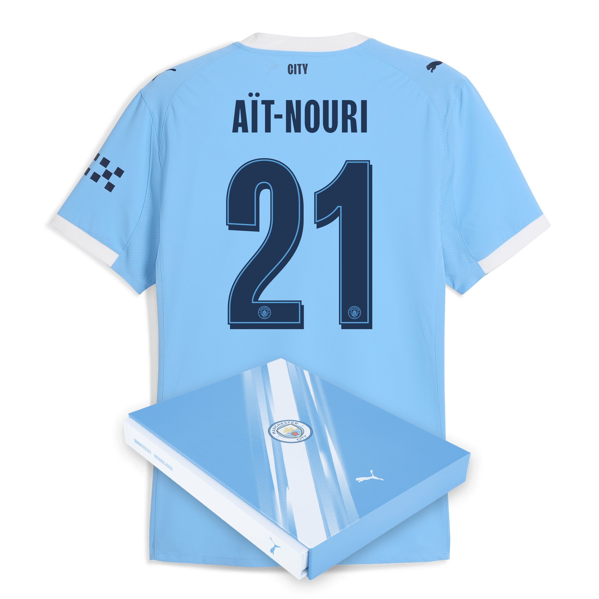 Manchester City manchester city man city home authentic jersey 202526 with ait-nouri 21 printing in gift box Collection - ManchesterCitystore.com