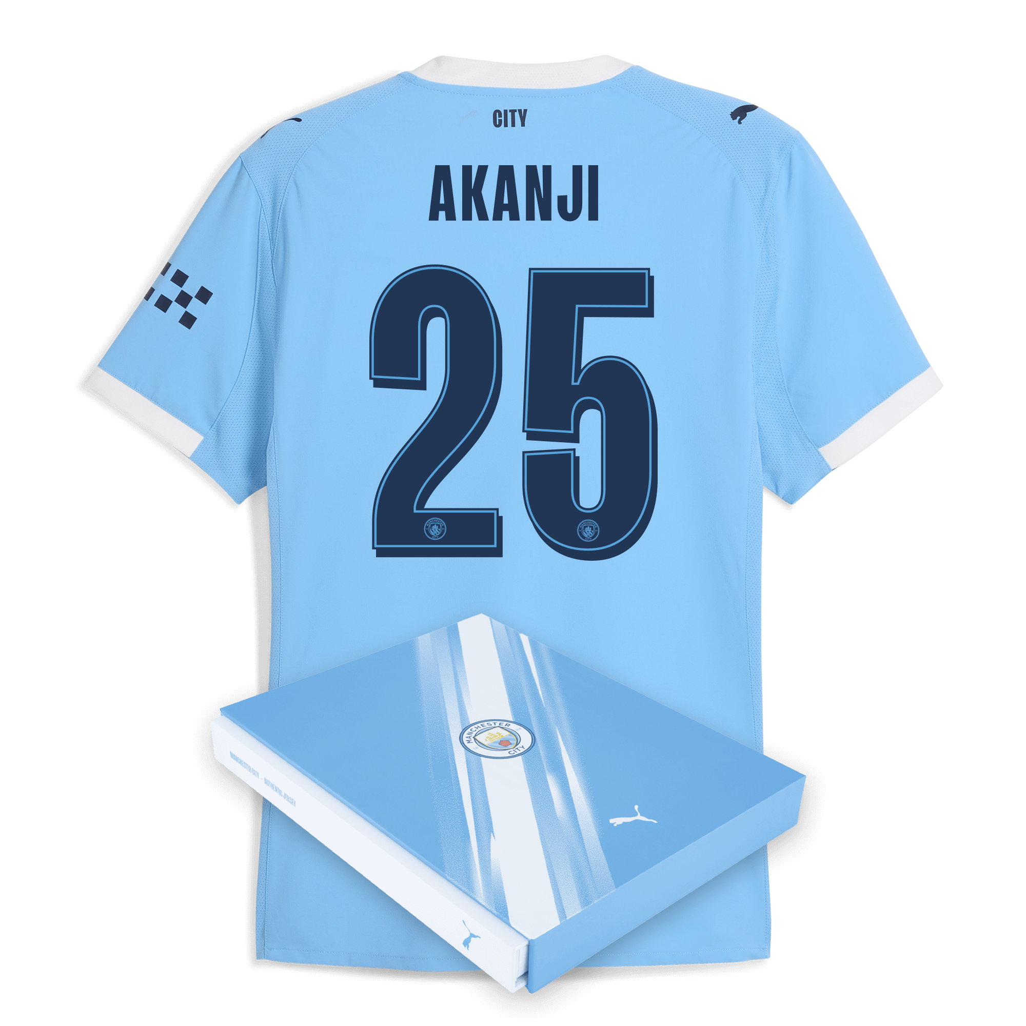 Manchester City manchester city man city home authentic jersey 202526 with akanji 25 printing in gift box Collection - ManchesterCitystore.com