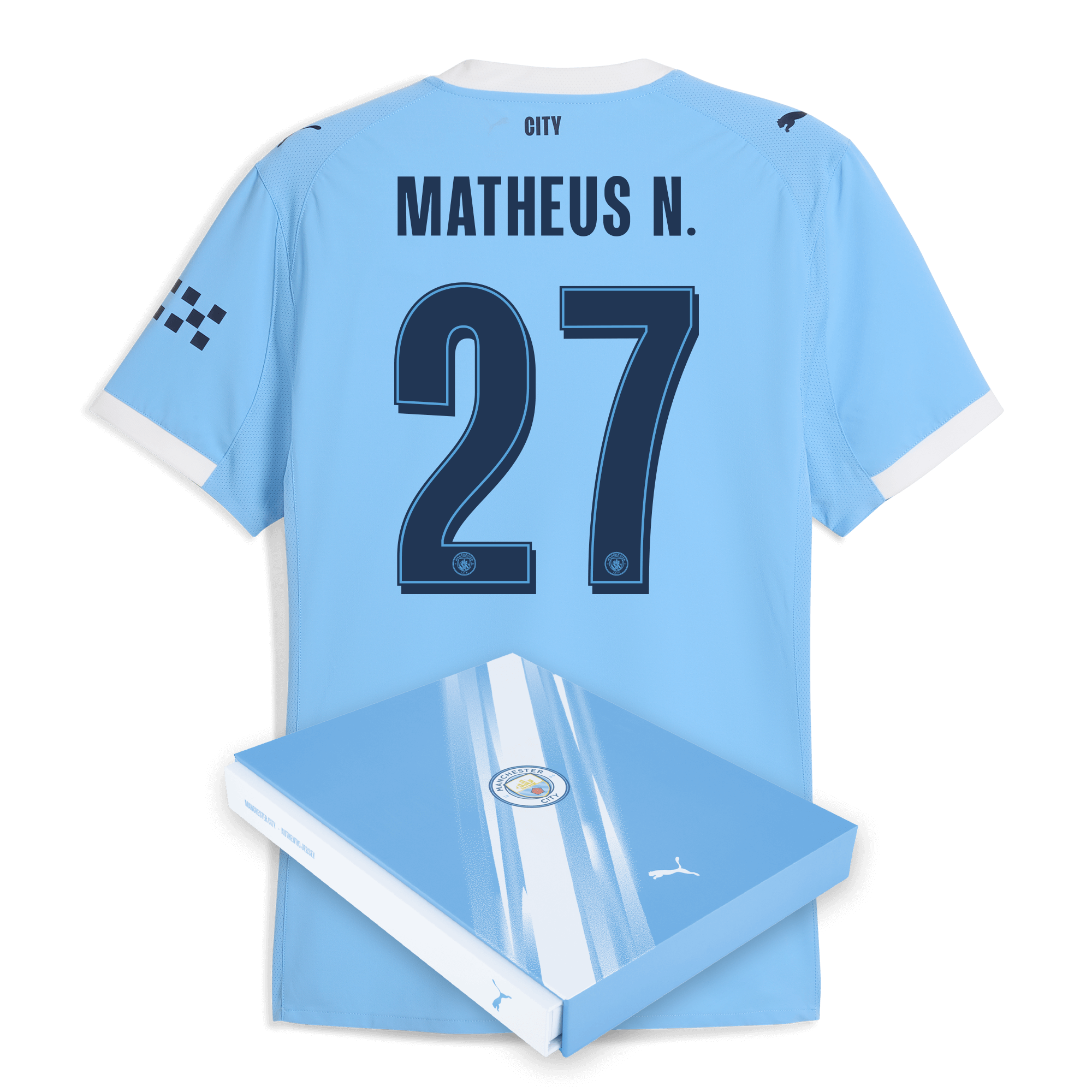 Manchester City manchester city man city home authentic jersey 202526 with matheus n. 27 printing in gift box Collection - ManchesterCitystore.com