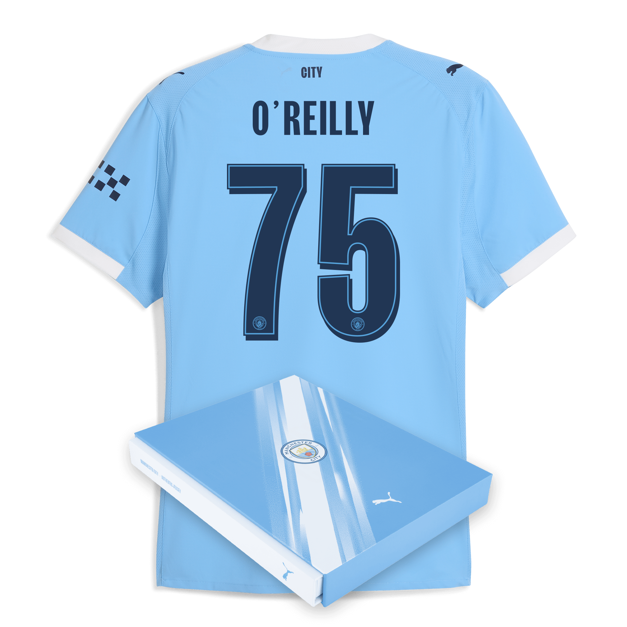 Manchester City manchester city man city home authentic jersey 202526 with oreilly 75 printing in gift box Collection - ManchesterCitystore.com