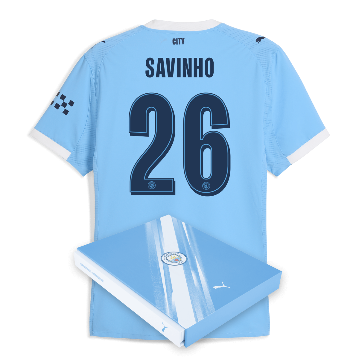 Manchester City manchester city man city home authentic jersey 202526 with savinho 26 printing in gift box Collection - ManchesterCitystore.com