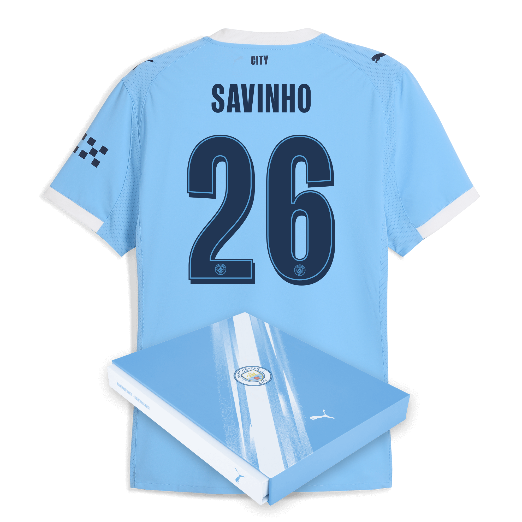 Manchester City manchester city man city home authentic jersey 202526 with savinho 26 printing in gift box Collection - ManchesterCitystore.com