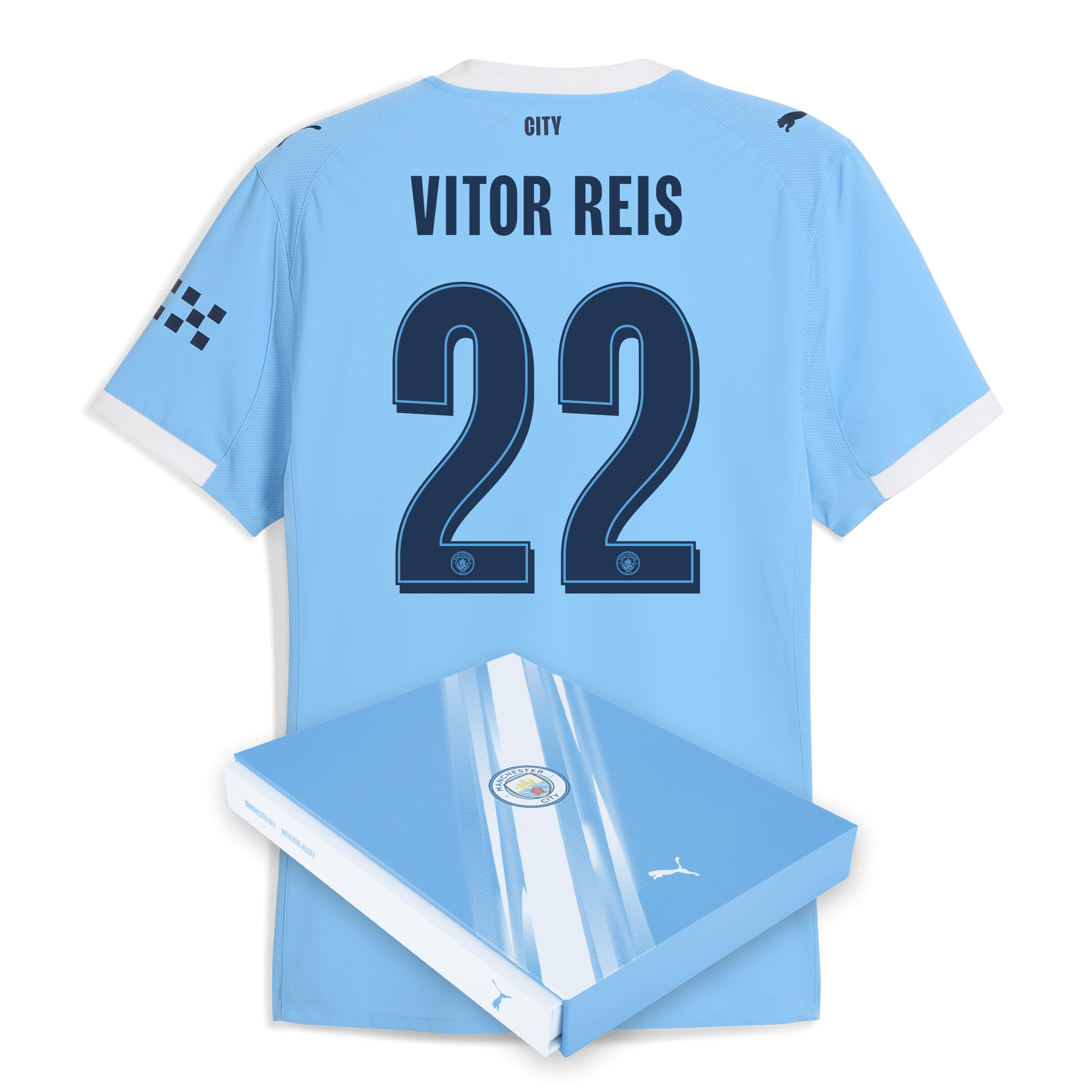 Manchester City manchester city man city home authentic jersey 202526 with vitor reis 22 printing in gift box Collection - ManchesterCitystore.com