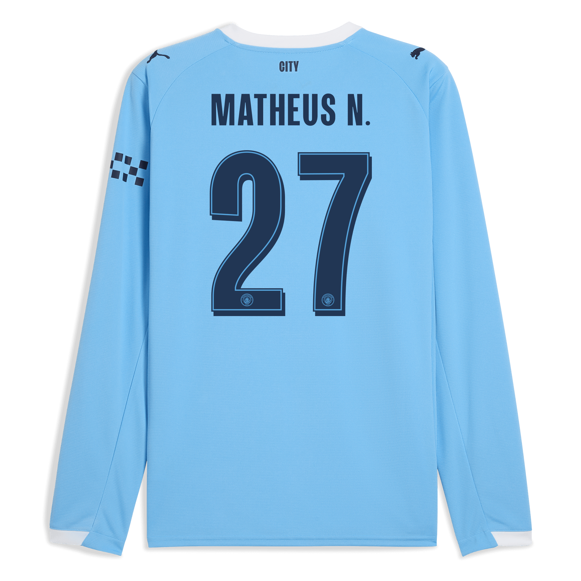 Manchester City manchester city man city home jersey 202526 long sleeve with matheus n. 27 printing Collection - ManchesterCitystore.com