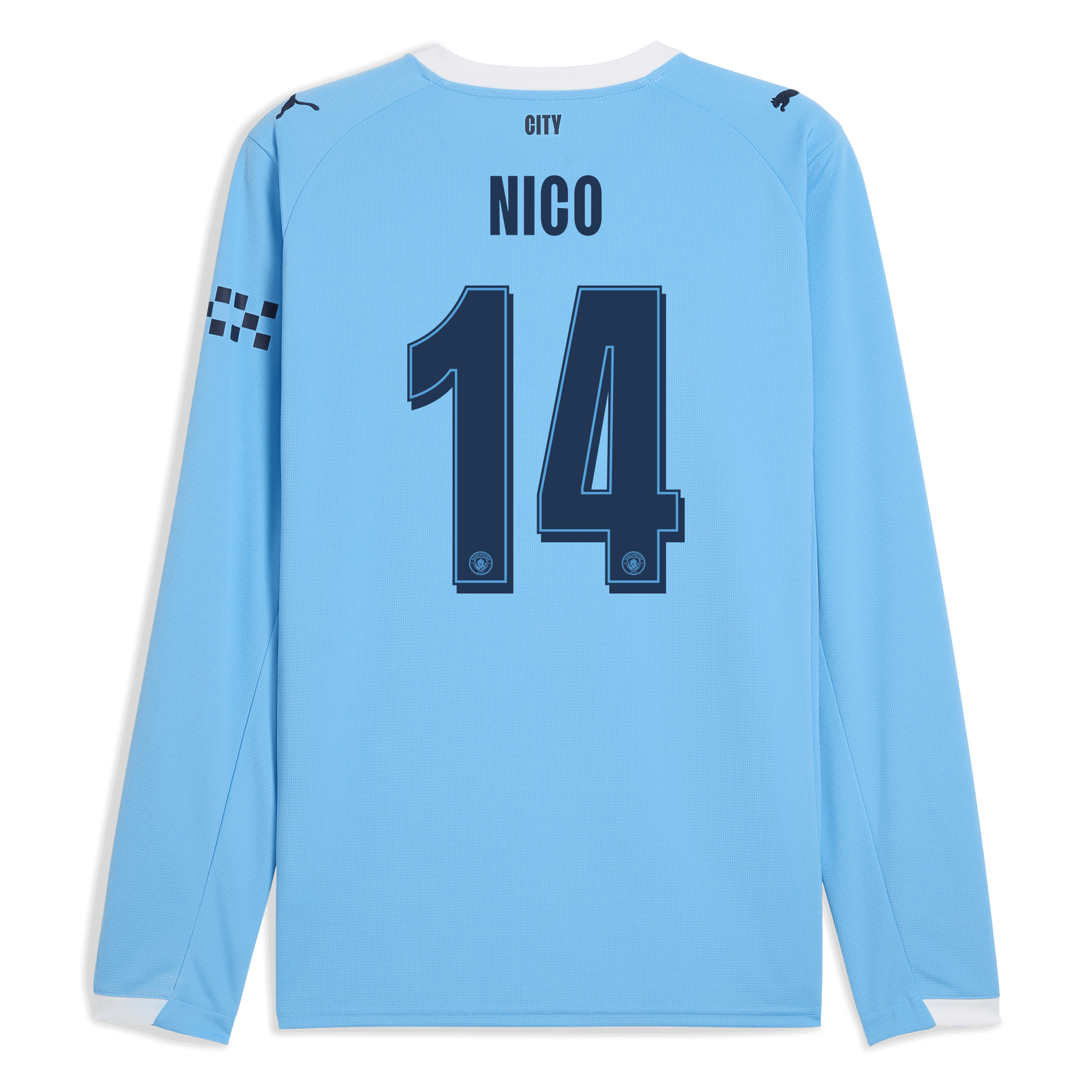 Manchester City manchester city man city home jersey 202526 long sleeve with nico 14 printing Collection - ManchesterCitystore.com