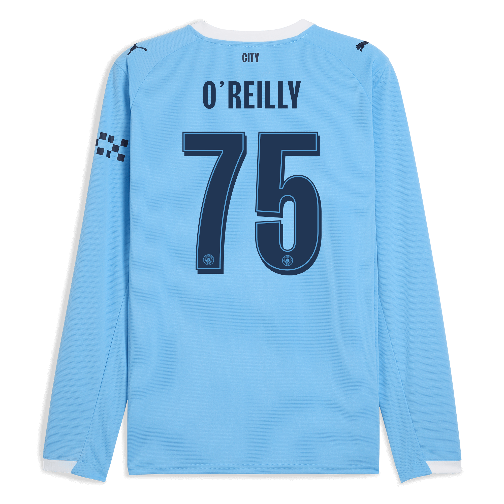 Manchester City manchester city man city home jersey 202526 long sleeve with oreilly 75 printing Collection - ManchesterCitystore.com