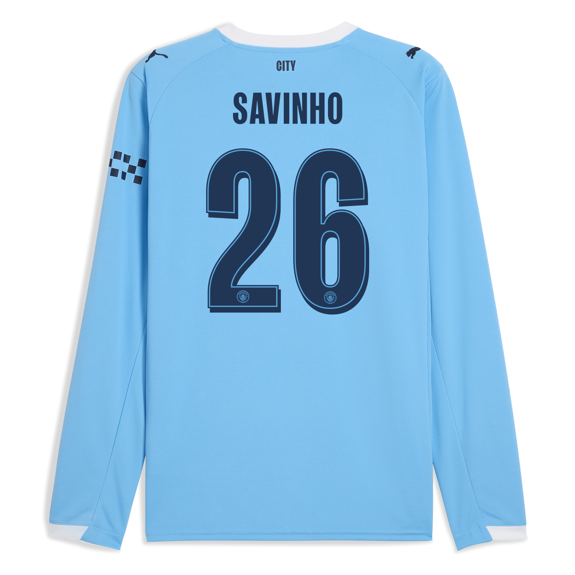 Manchester City manchester city man city home jersey 202526 long sleeve with savinho 26 printing Collection - ManchesterCitystore.com