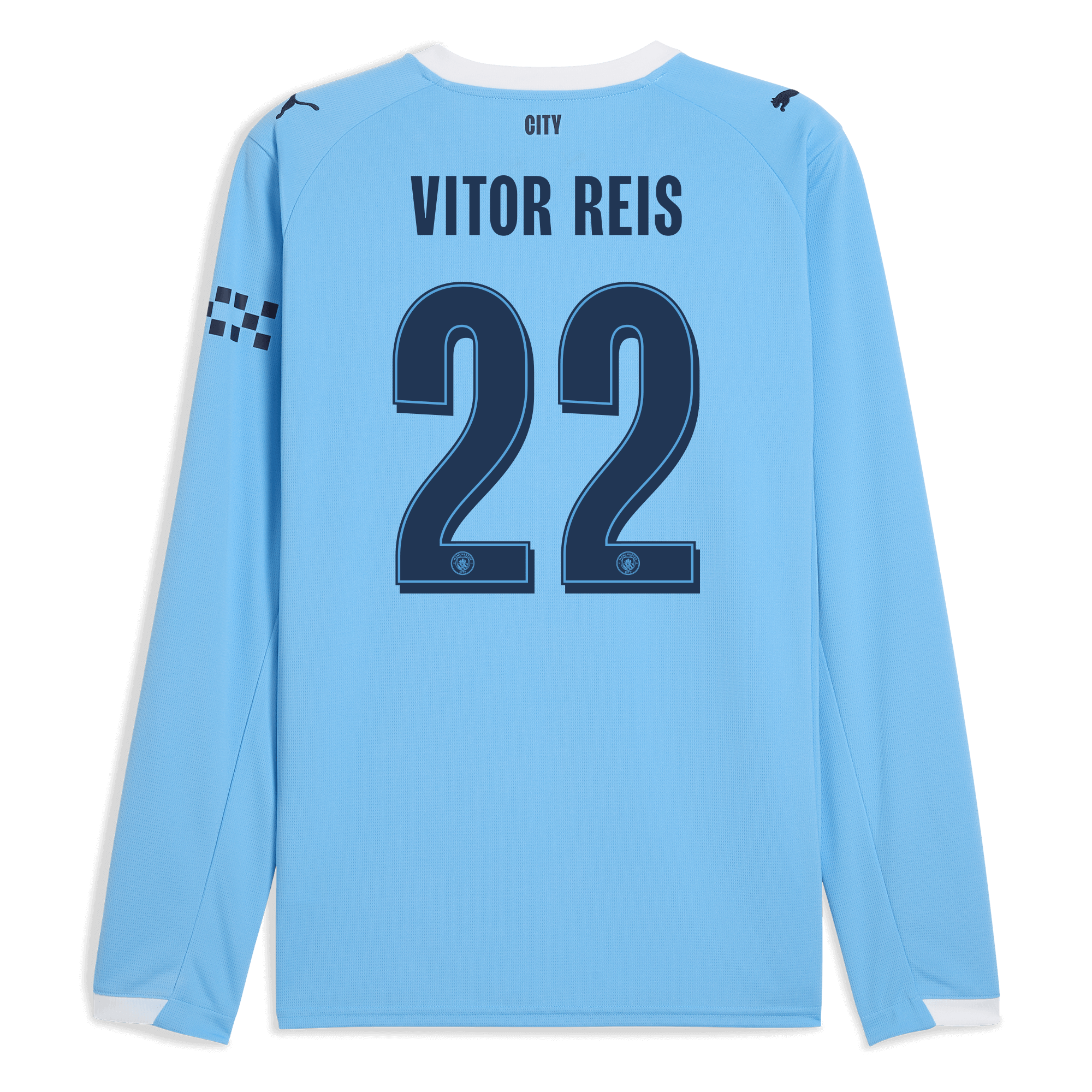 Manchester City manchester city man city home jersey 202526 long sleeve with vitor reis 22 printing Collection - ManchesterCitystore.com