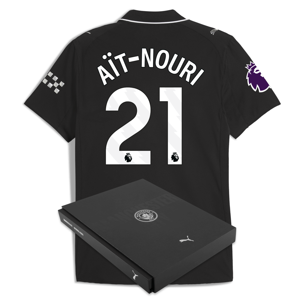 Manchester City manchester city premier league away authentic jersey 202526 with ait-nouri 21 printing in gift box Collection - ManchesterCitystore.com