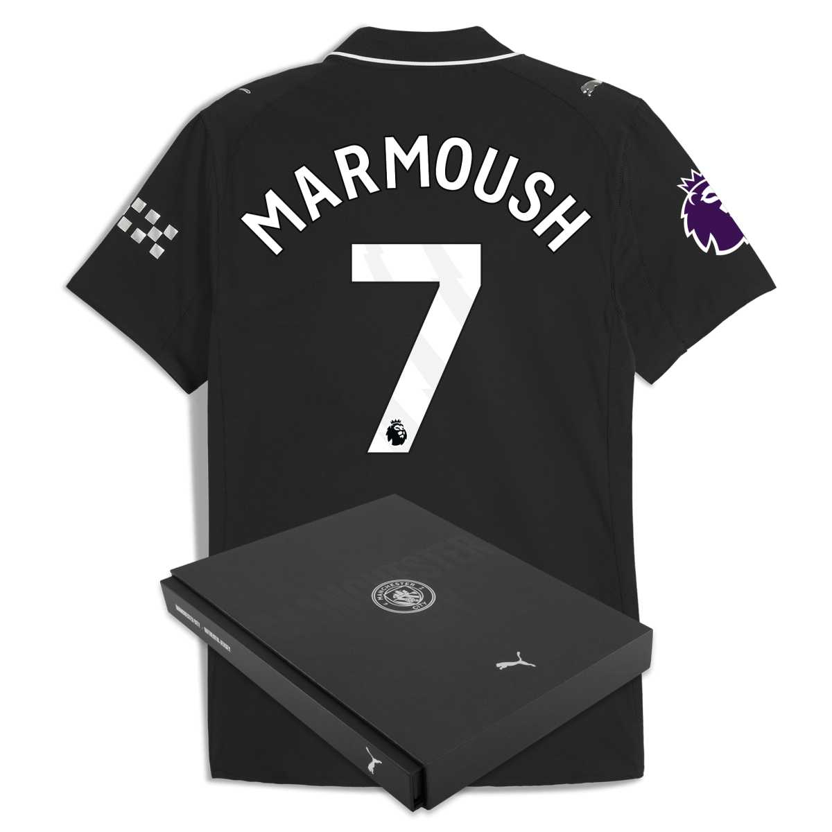 Manchester City manchester city premier league away authentic jersey 202526 with marmoush 7 printing in gift box Collection - ManchesterCitystore.com