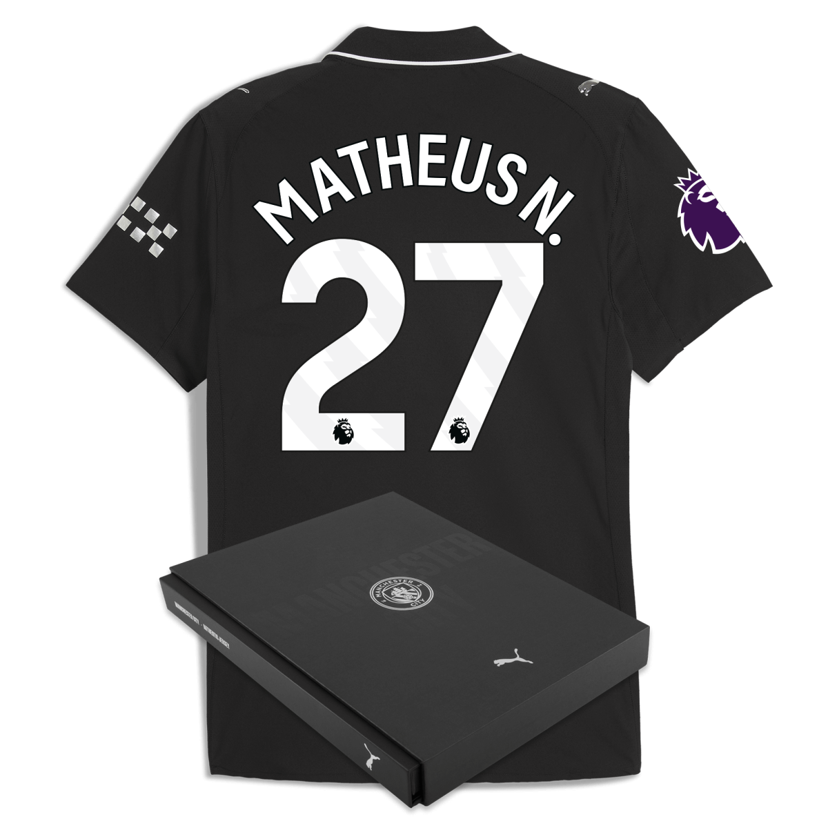 Manchester City manchester city premier league away authentic jersey 202526 with matheus n. 27 printing in gift box Collection - ManchesterCitystore.com
