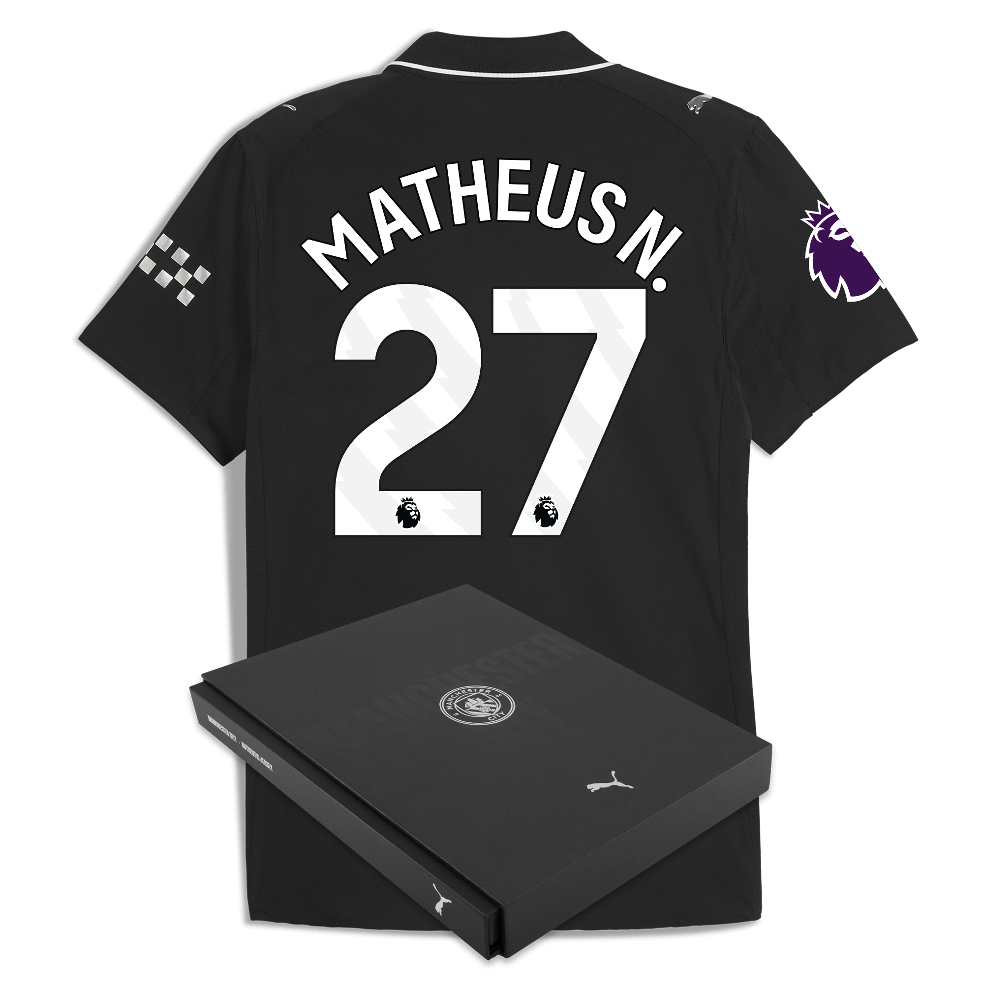 Manchester City manchester city premier league away authentic jersey 202526 with matheus n. 27 printing in gift box Collection - ManchesterCitystore.com