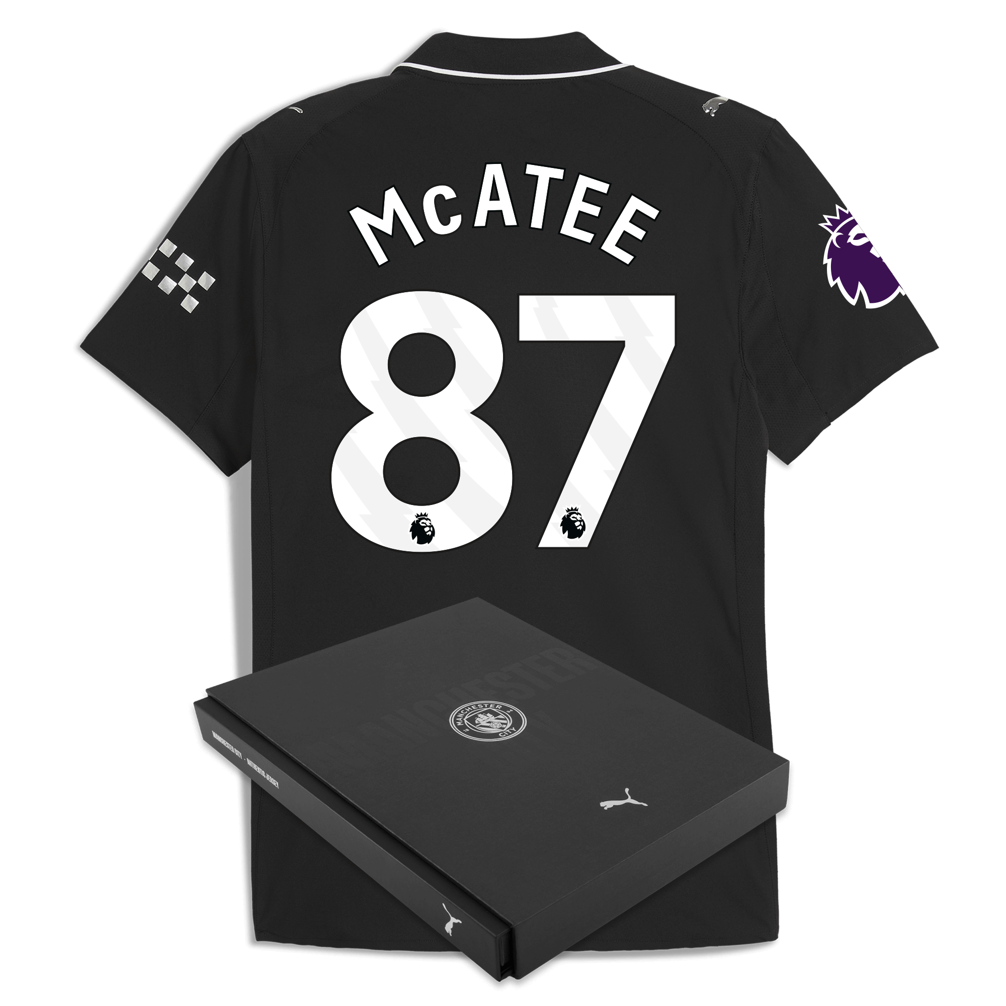 Manchester City manchester city premier league away authentic jersey 202526 with mcatee 87 printing in gift box Collection - ManchesterCitystore.com