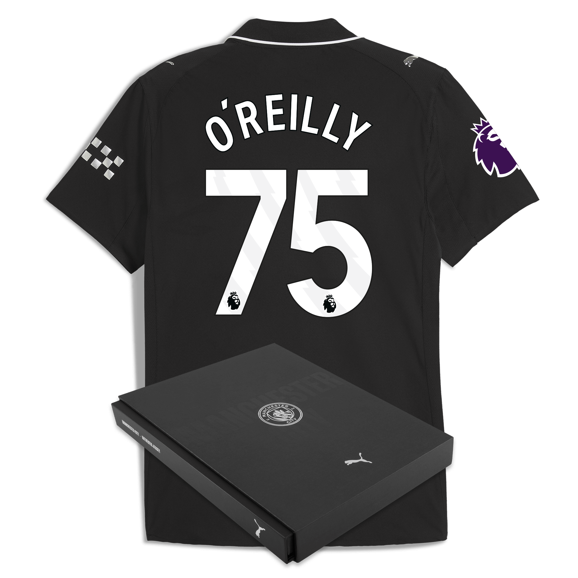 Manchester City manchester city premier league away authentic jersey 202526 with oreilly 75 printing in gift box Collection - ManchesterCitystore.com