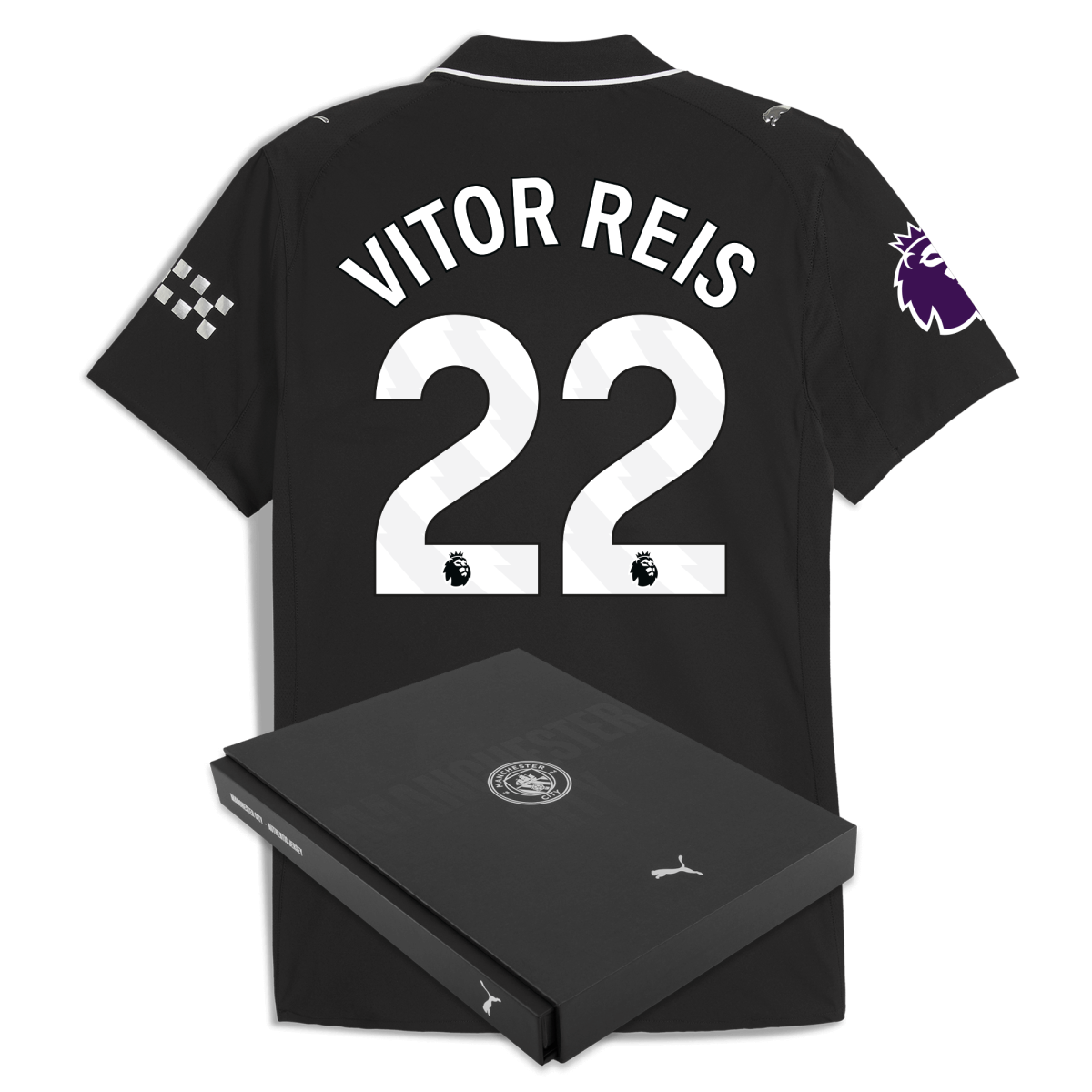 Manchester City manchester city premier league away authentic jersey 202526 with vitor reis 22 printing in gift box Collection - ManchesterCitystore.com