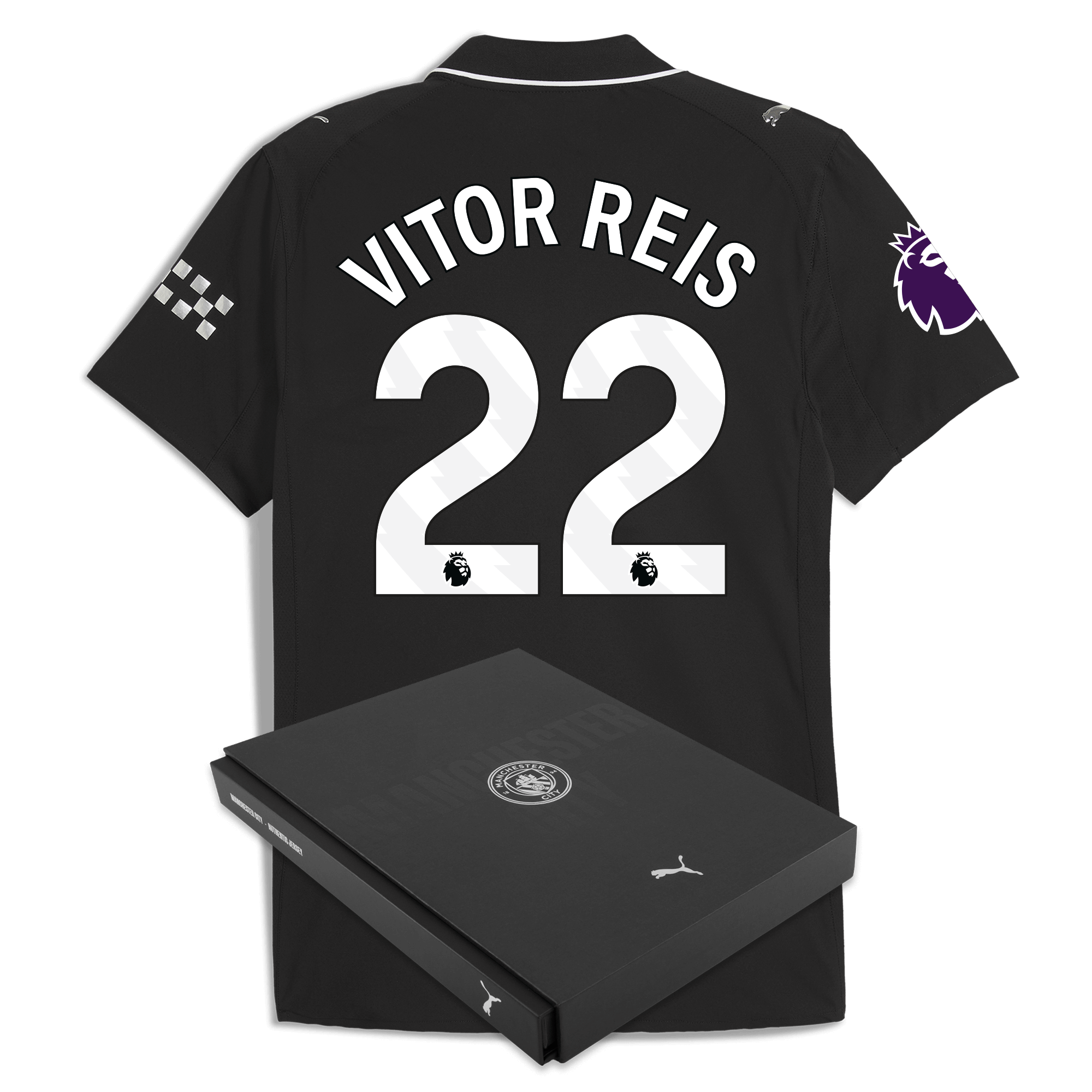 Manchester City manchester city premier league away authentic jersey 202526 with vitor reis 22 printing in gift box Collection - ManchesterCitystore.com