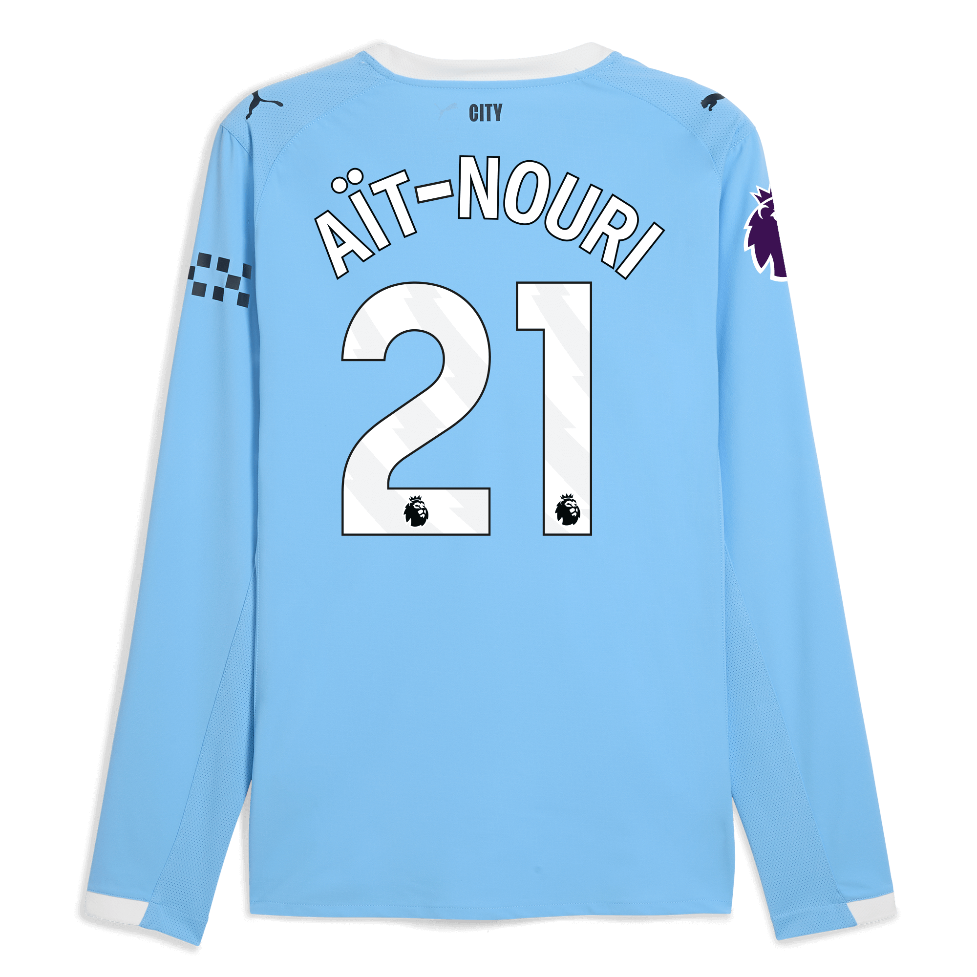 Manchester City manchester city premier league home authentic jersey 202526 long sleeve with ait-nouri 21 printing Collection - ManchesterCitystore.com