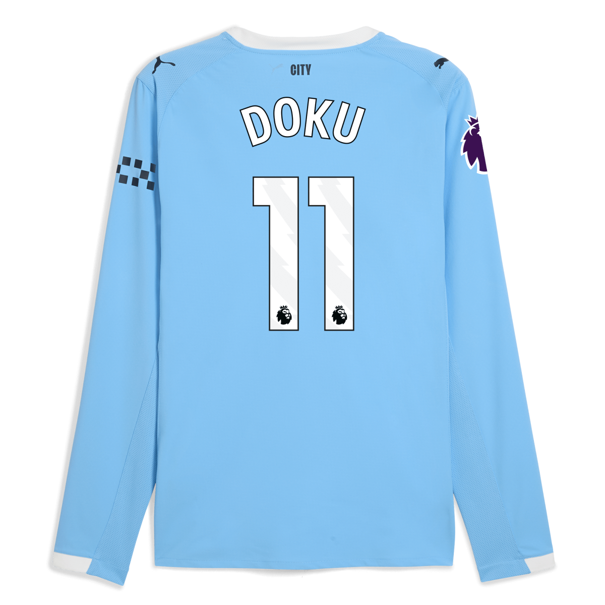 Manchester City manchester city premier league home authentic jersey 202526 long sleeve with doku 11 printing Collection - ManchesterCitystore.com