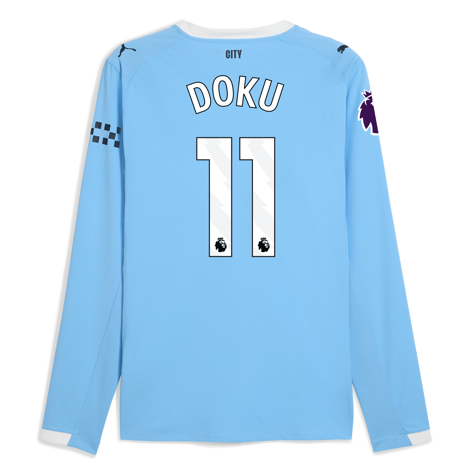 Manchester City manchester city premier league home authentic jersey 202526 long sleeve with doku 11 printing Collection - ManchesterCitystore.com