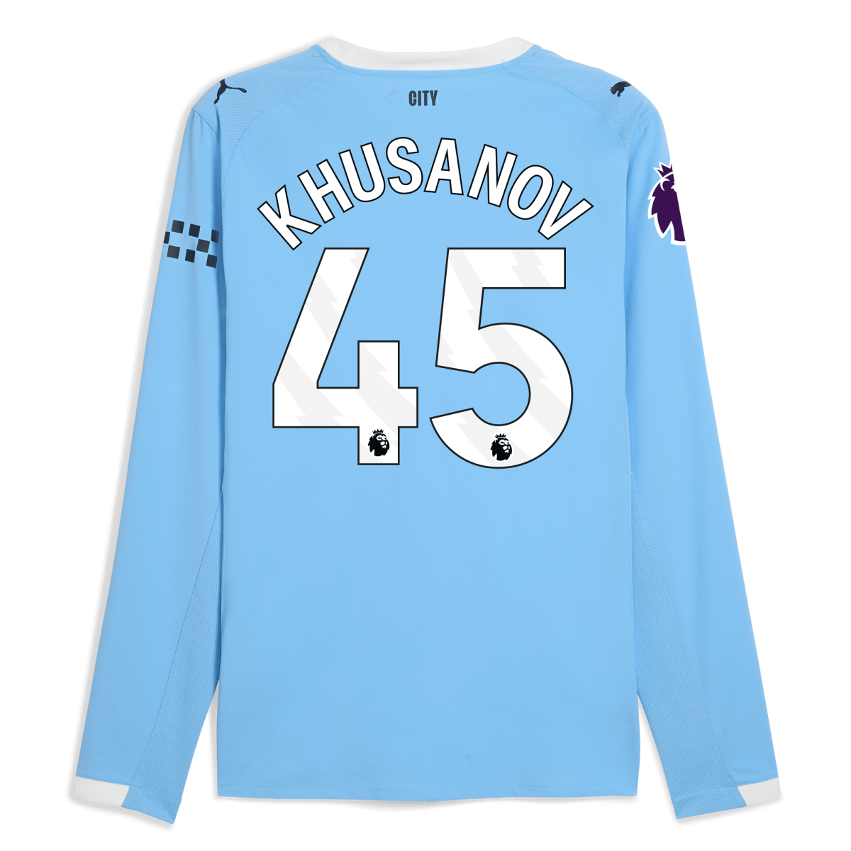 Manchester City manchester city premier league home authentic jersey 202526 long sleeve with khusanov 45 printing Collection - ManchesterCitystore.com