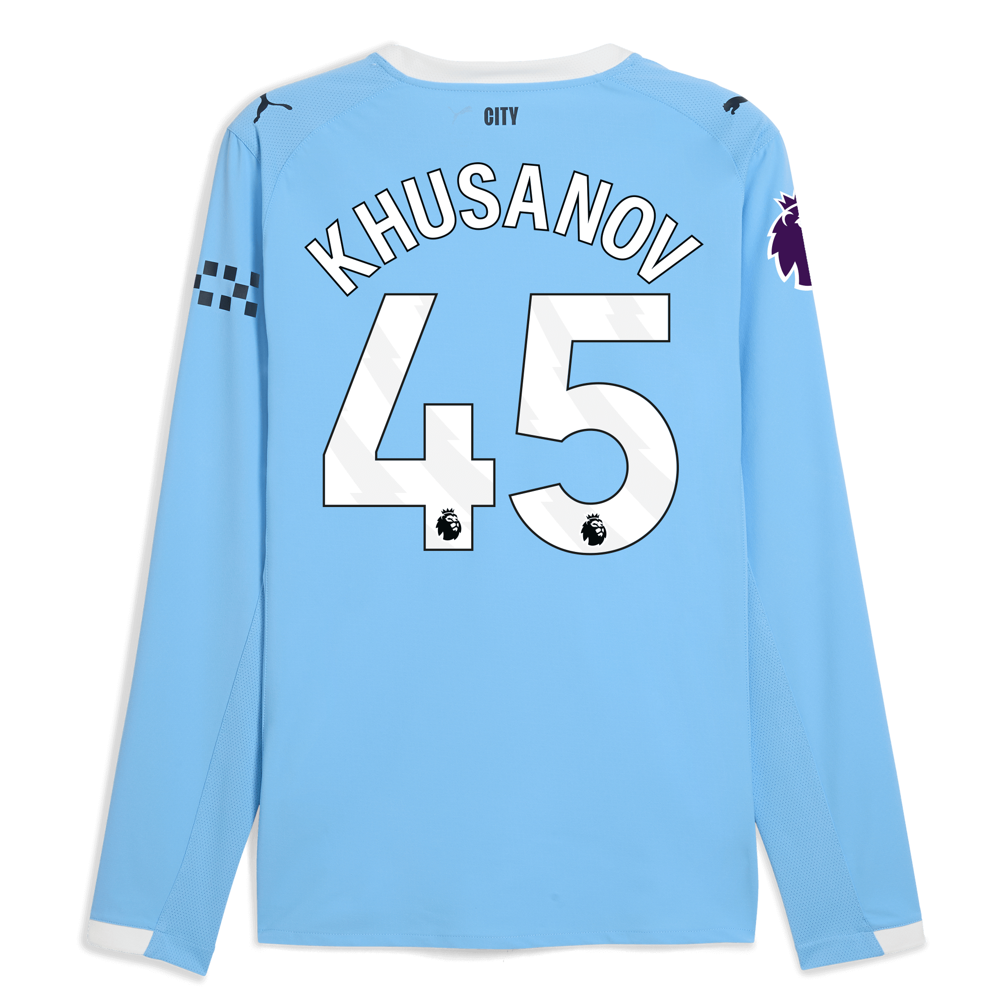 Manchester City manchester city premier league home authentic jersey 202526 long sleeve with khusanov 45 printing Collection - ManchesterCitystore.com