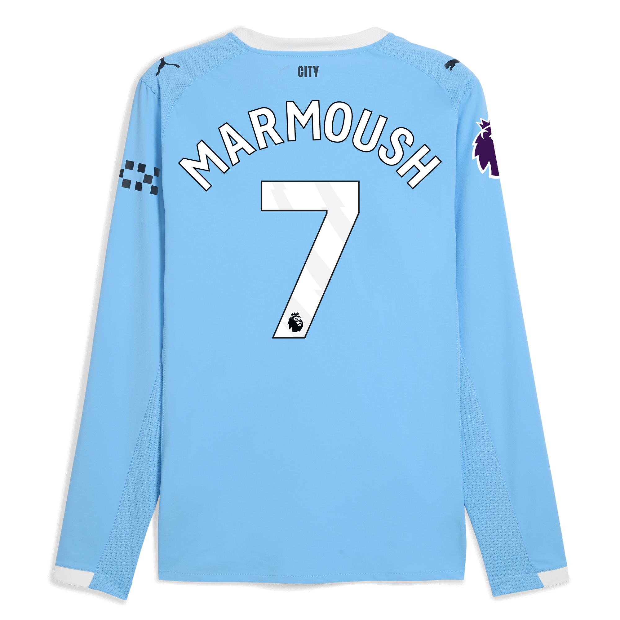 Manchester City manchester city premier league home authentic jersey 202526 long sleeve with marmoush 7 printing Collection - ManchesterCitystore.com