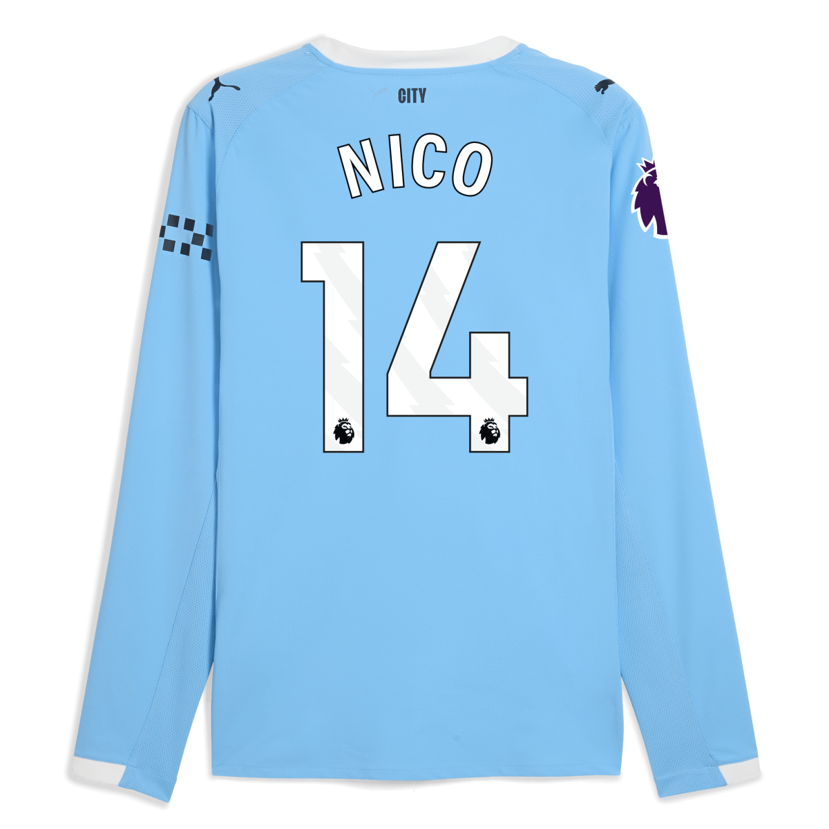 Manchester City manchester city premier league home authentic jersey 202526 long sleeve with nico 14 printing Collection - ManchesterCitystore.com