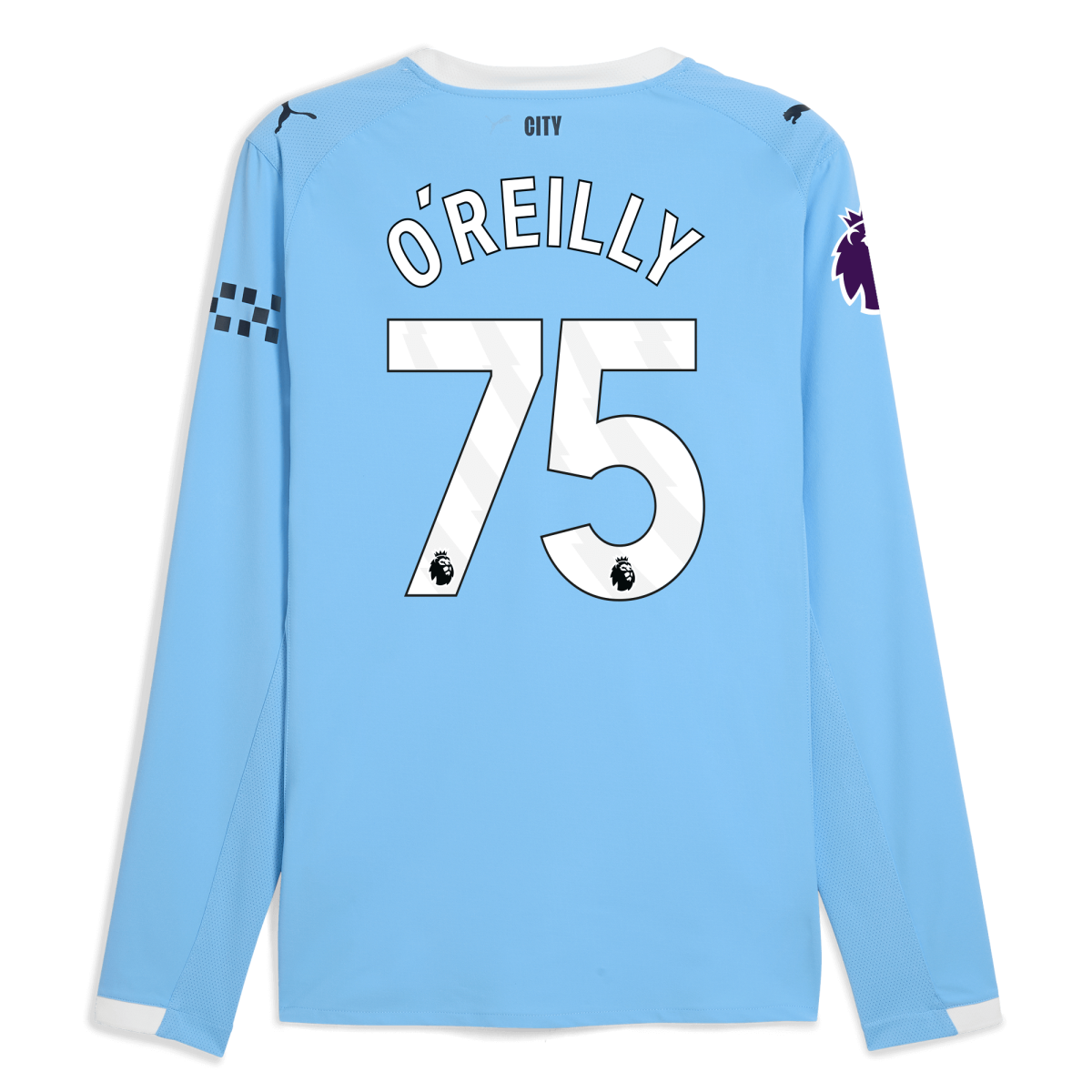 Manchester City manchester city premier league home authentic jersey 202526 long sleeve with oreilly 75 printing Collection - ManchesterCitystore.com