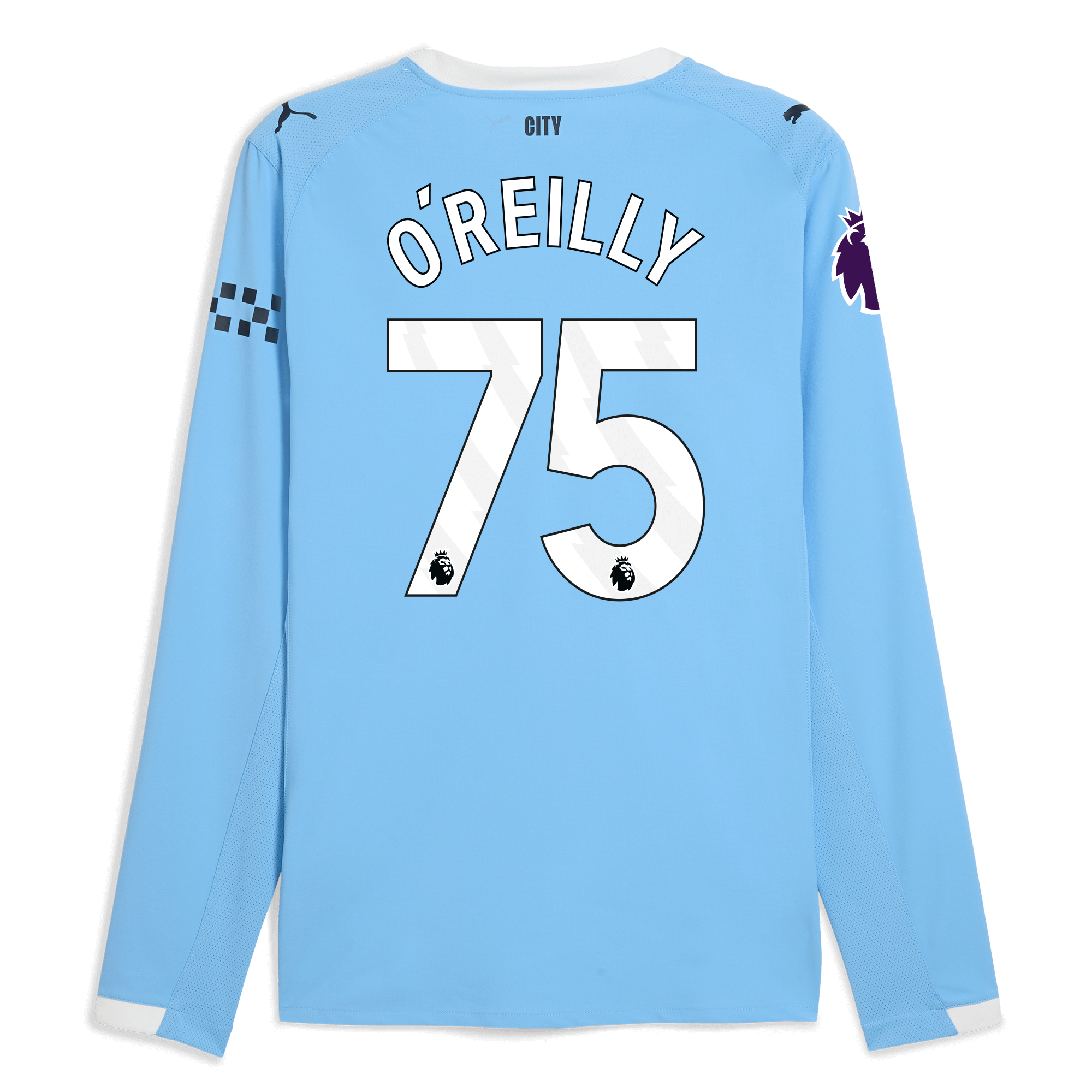 Manchester City manchester city premier league home authentic jersey 202526 long sleeve with oreilly 75 printing Collection - ManchesterCitystore.com
