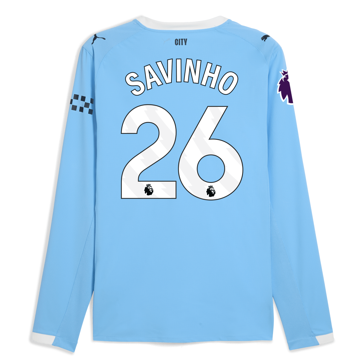 Manchester City manchester city premier league home authentic jersey 202526 long sleeve with savinho 26 printing Collection - ManchesterCitystore.com