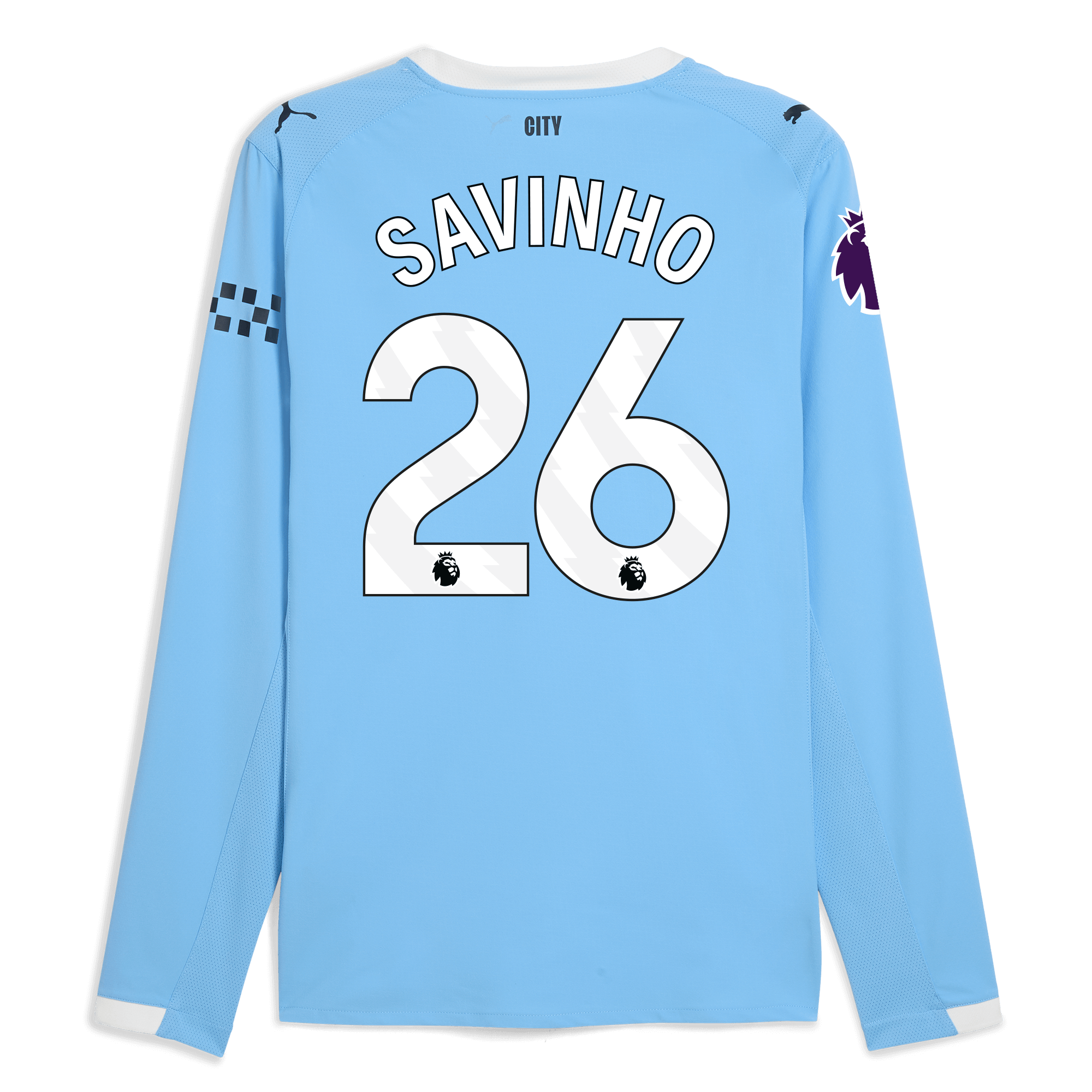 Manchester City manchester city premier league home authentic jersey 202526 long sleeve with savinho 26 printing Collection - ManchesterCitystore.com