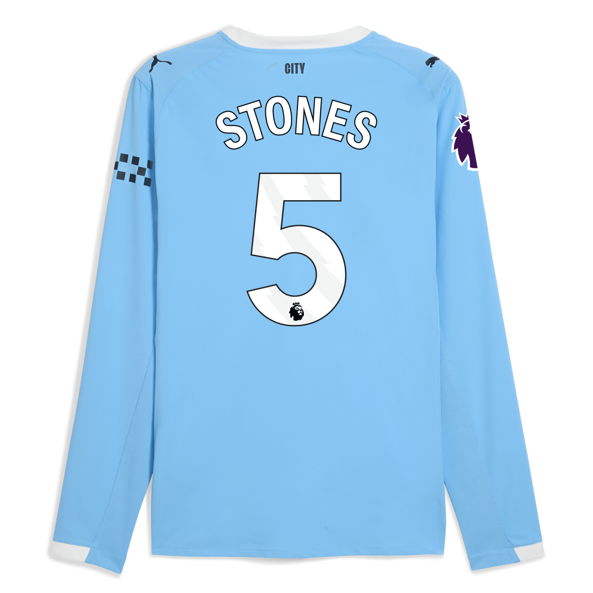 Manchester City manchester city premier league home authentic jersey 202526 long sleeve with stones 5 printing Collection - ManchesterCitystore.com