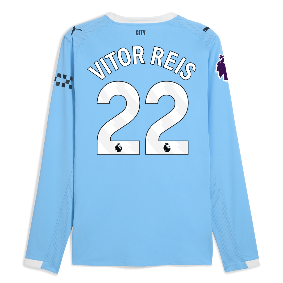 Manchester City manchester city premier league home authentic jersey 202526 long sleeve with vitor reis 22 printing Collection - ManchesterCitystore.com
