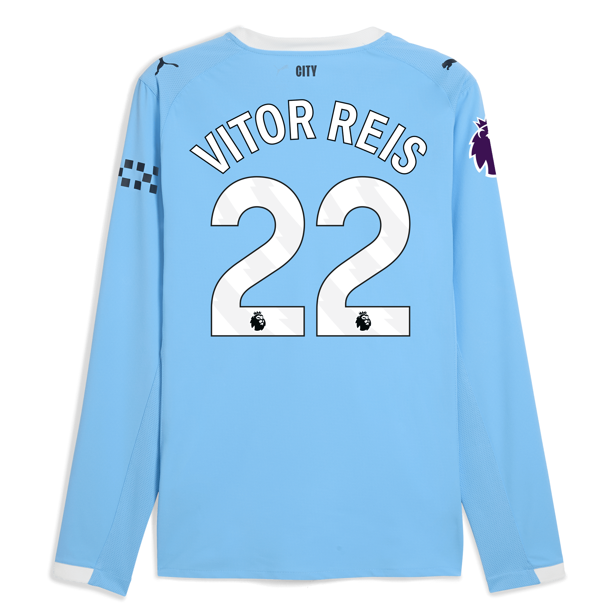Manchester City manchester city premier league home authentic jersey 202526 long sleeve with vitor reis 22 printing Collection - ManchesterCitystore.com