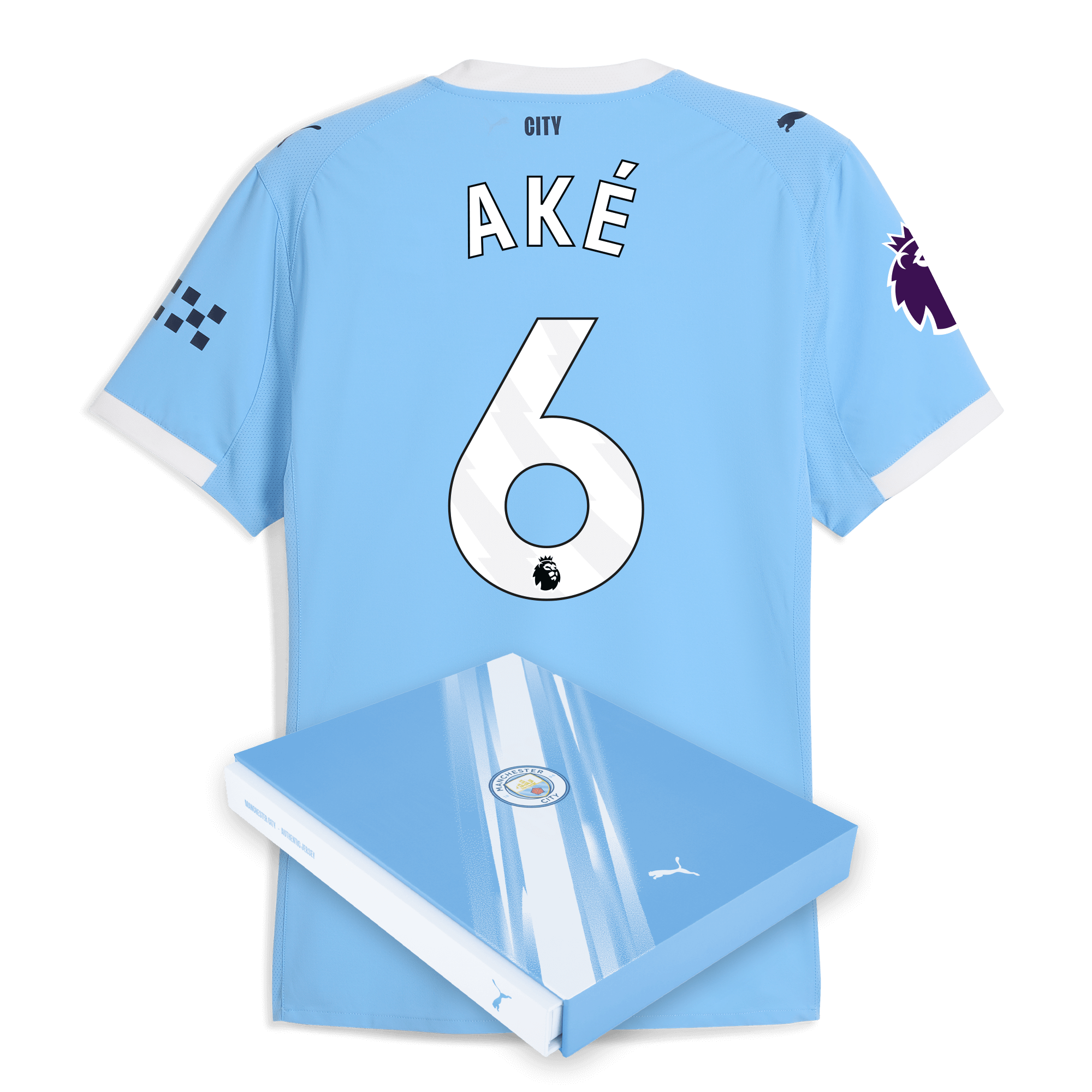 Manchester City manchester city premier league home authentic jersey 202526 with ake 6 printing in gift box Collection - ManchesterCitystore.com