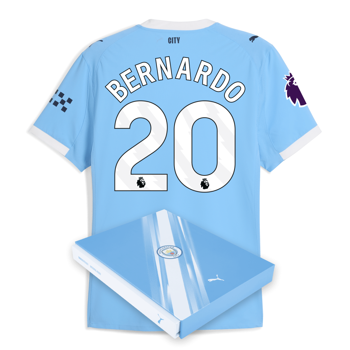 Manchester City manchester city premier league home authentic jersey 202526 with bernardo 20 printing in gift box Collection - ManchesterCitystore.com