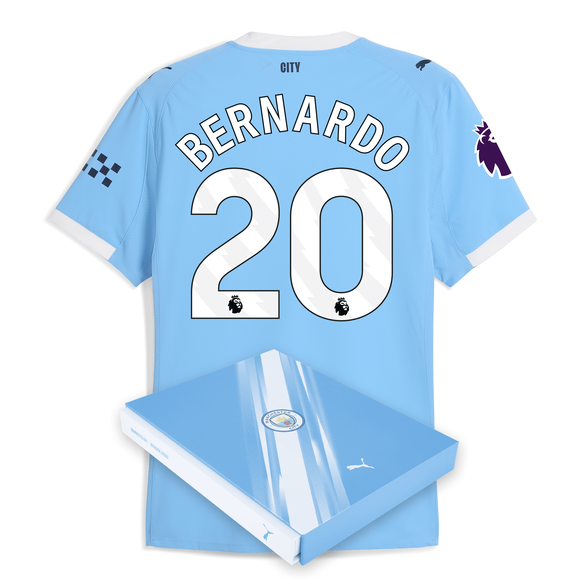 Manchester City manchester city premier league home authentic jersey 202526 with bernardo 20 printing in gift box Collection - ManchesterCitystore.com